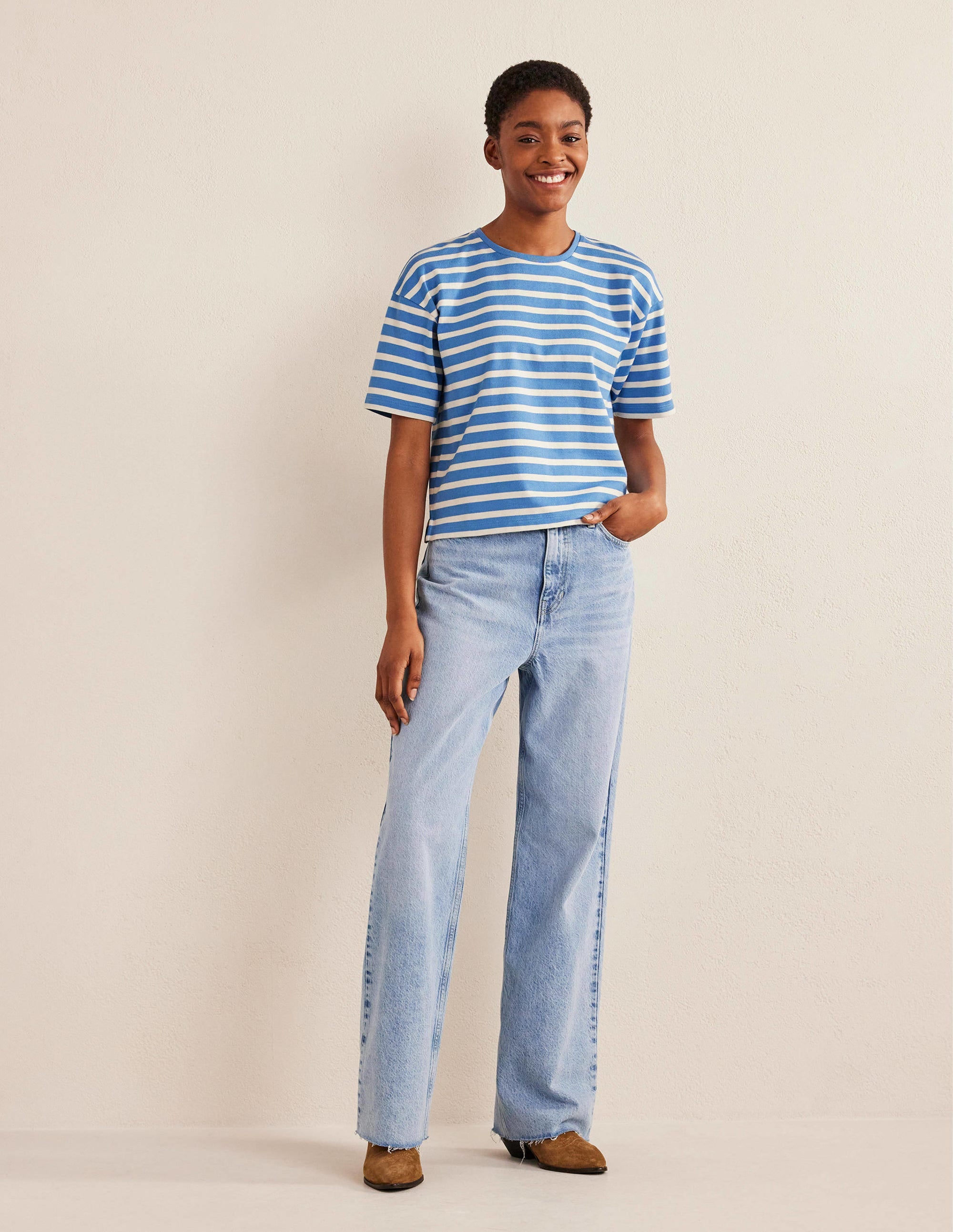  Heavyweight Breton T-Shirt-Porcelain Blue/Ivory Stripe、mySite、ashleygrahame