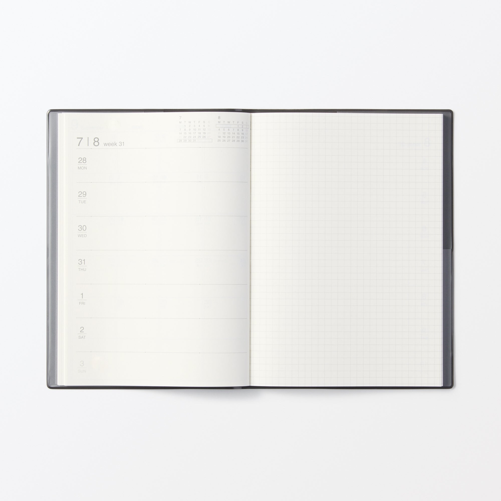  A5 Dark Gray Monthly/Weekly Planner From Aug. 2025 - Mon. Start、mySite、sugarbowlscore