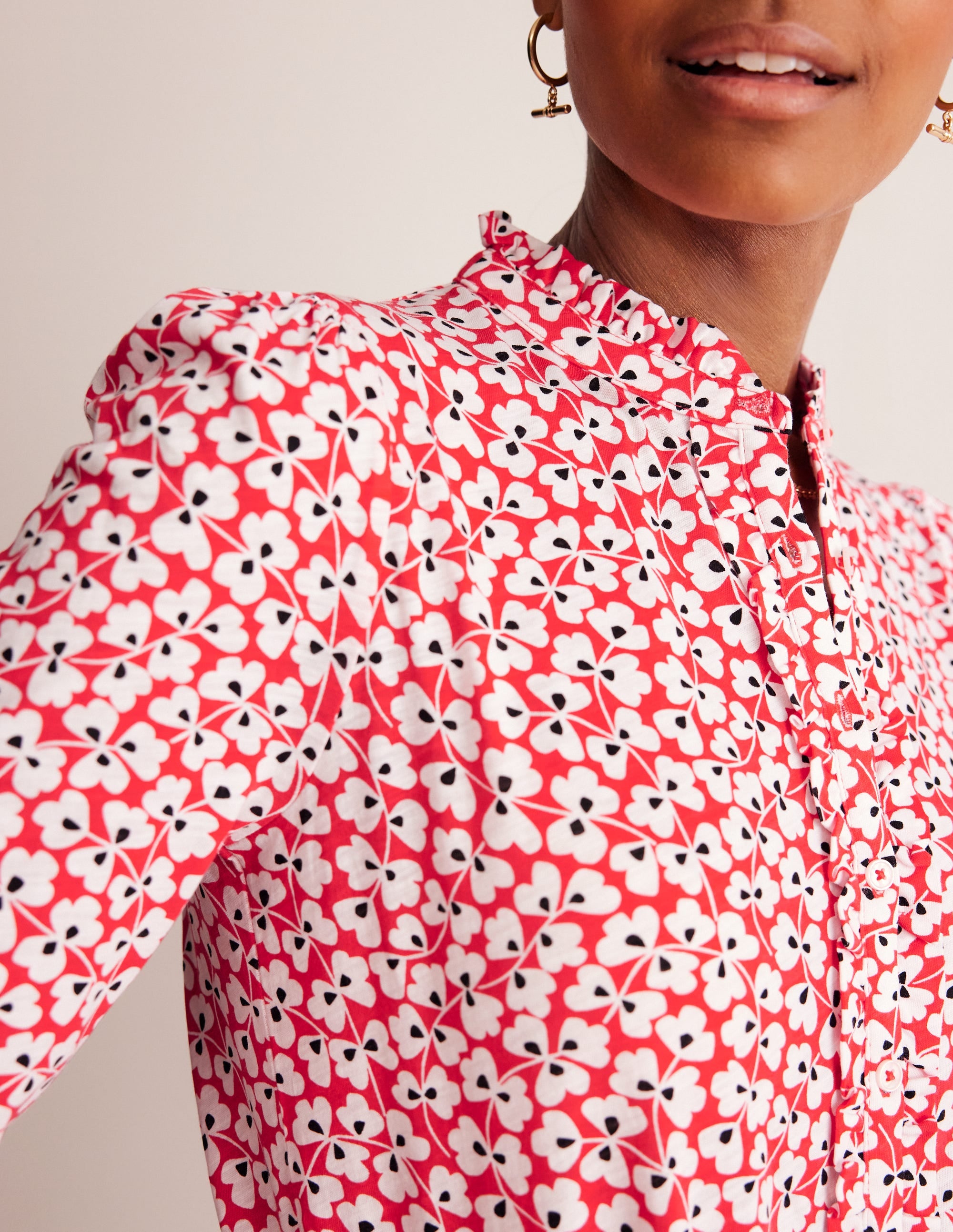  Caroline Jersey Shirt-Red, Clover Whirl、mySite、ashleygrahame