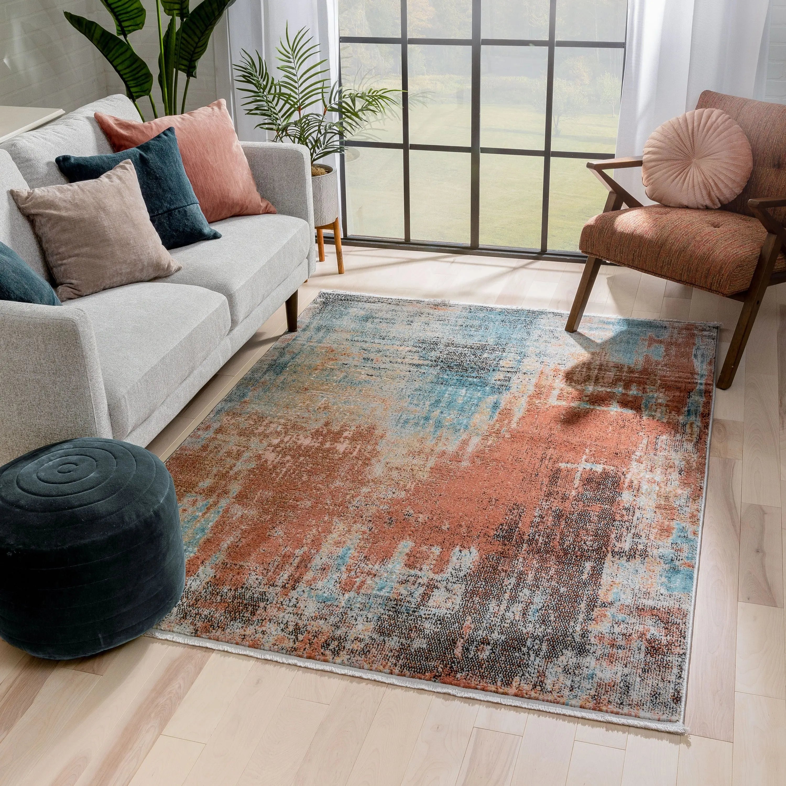 Regen Bohemian Modern Abstract Distressed Multi 2'3 x 7'3 Runner Rug、mySite、gigharbornorthrealestate