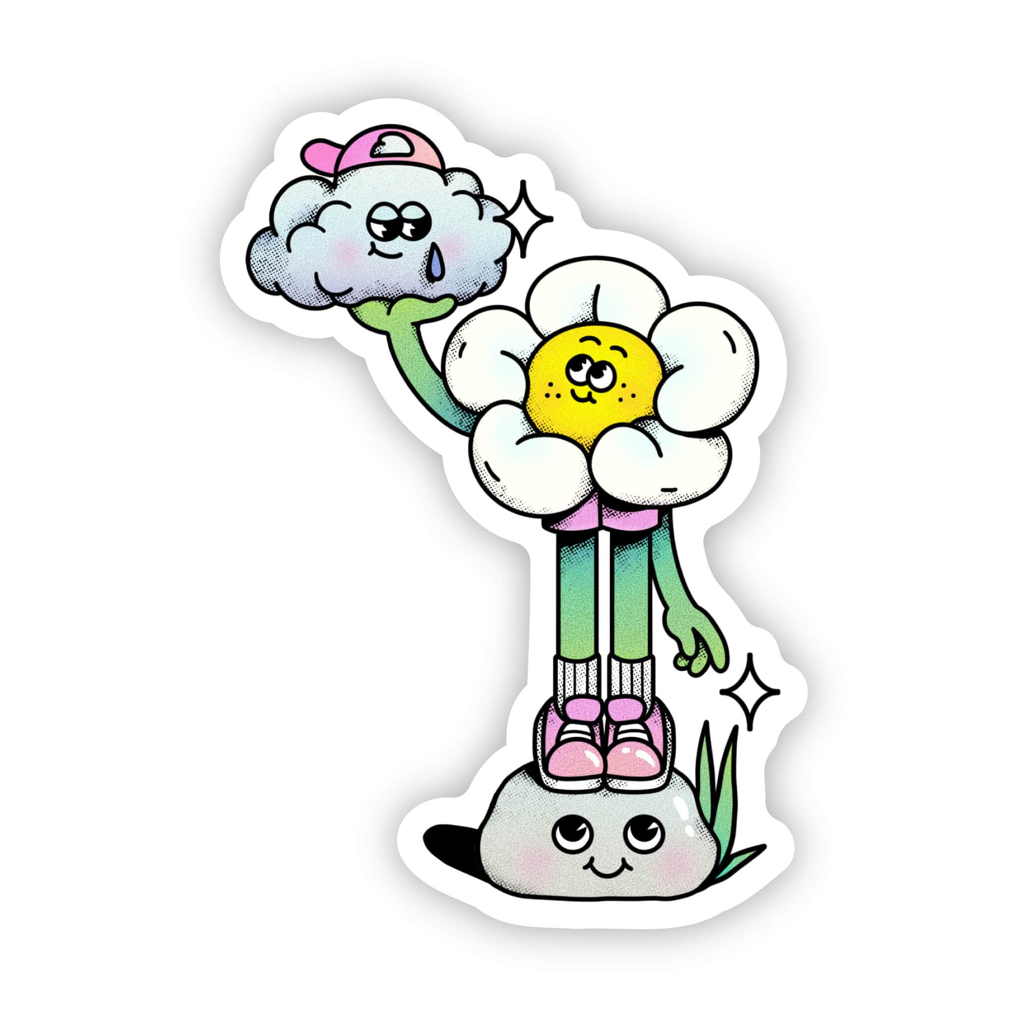  Daisy Flower Holding Rain Cloud Sticker、mySite、ghnorth