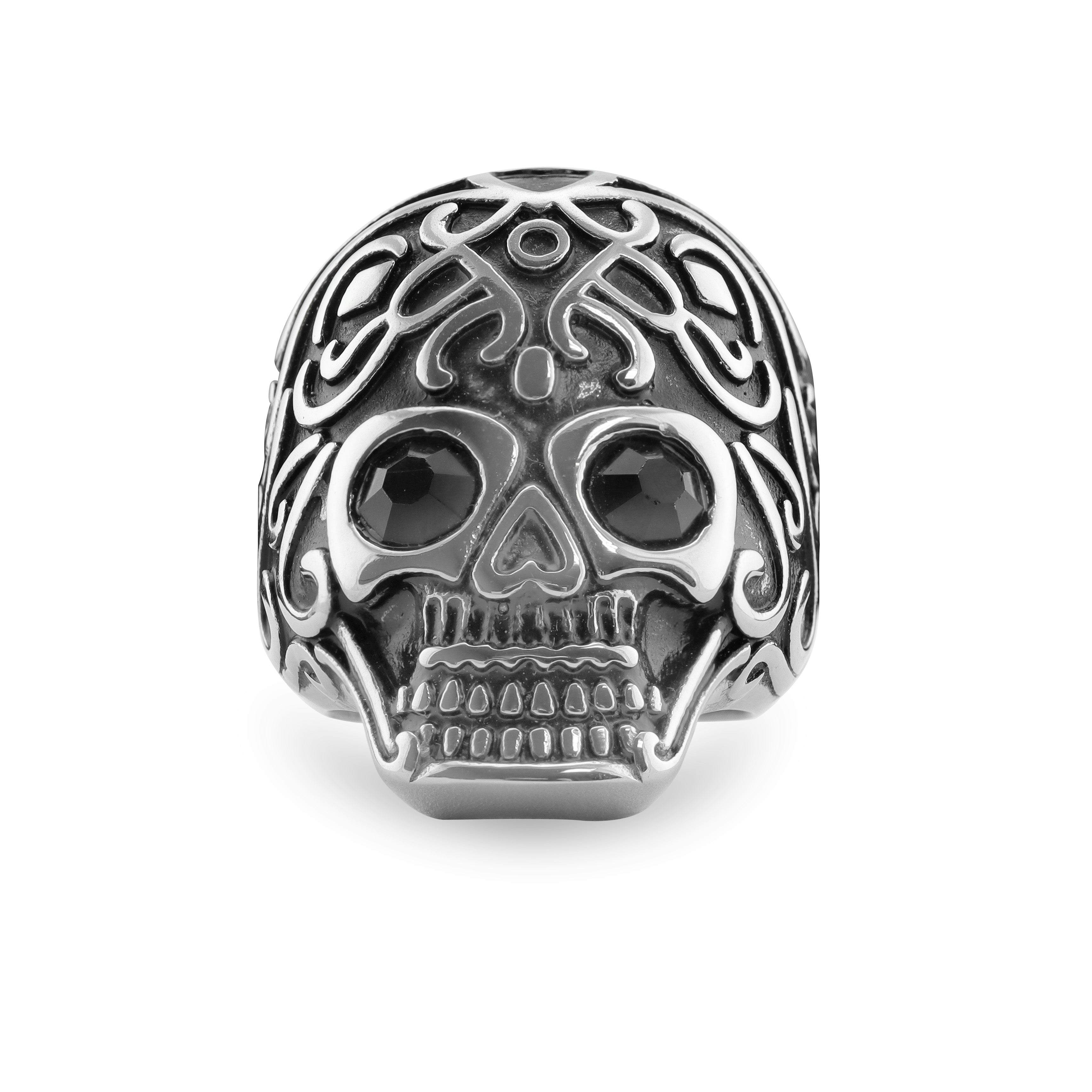 Black CZ Eyed Skull Stainless Steel Ring / SCR4036、mySite、dreamappss