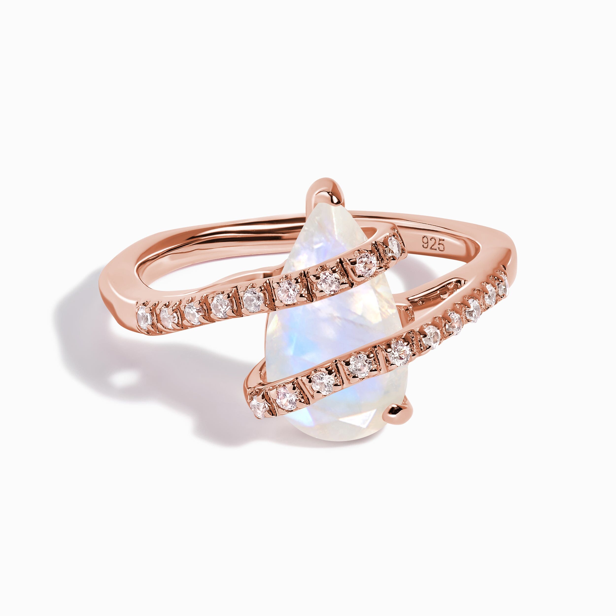 Moonstone White Zircon Ring - Bypass、mySite、hinf8tx79