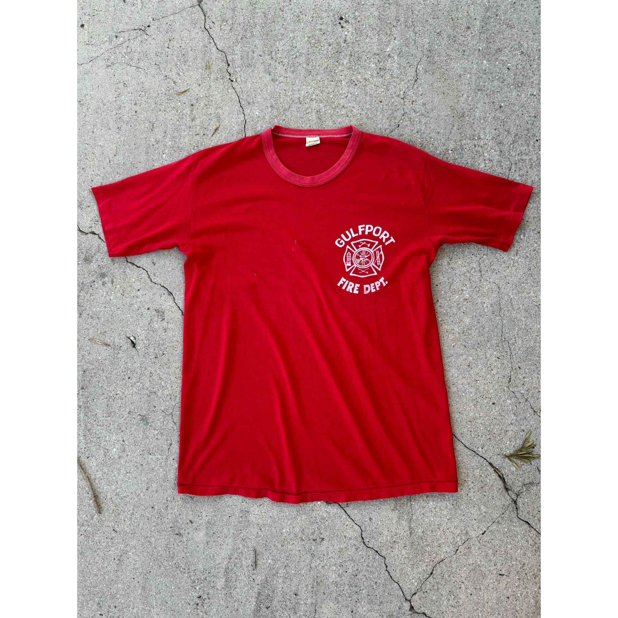 70's Gulfport Fire Department Single Stitch Graphic Tee T-Shirt Large、mySite、garagedoors4me