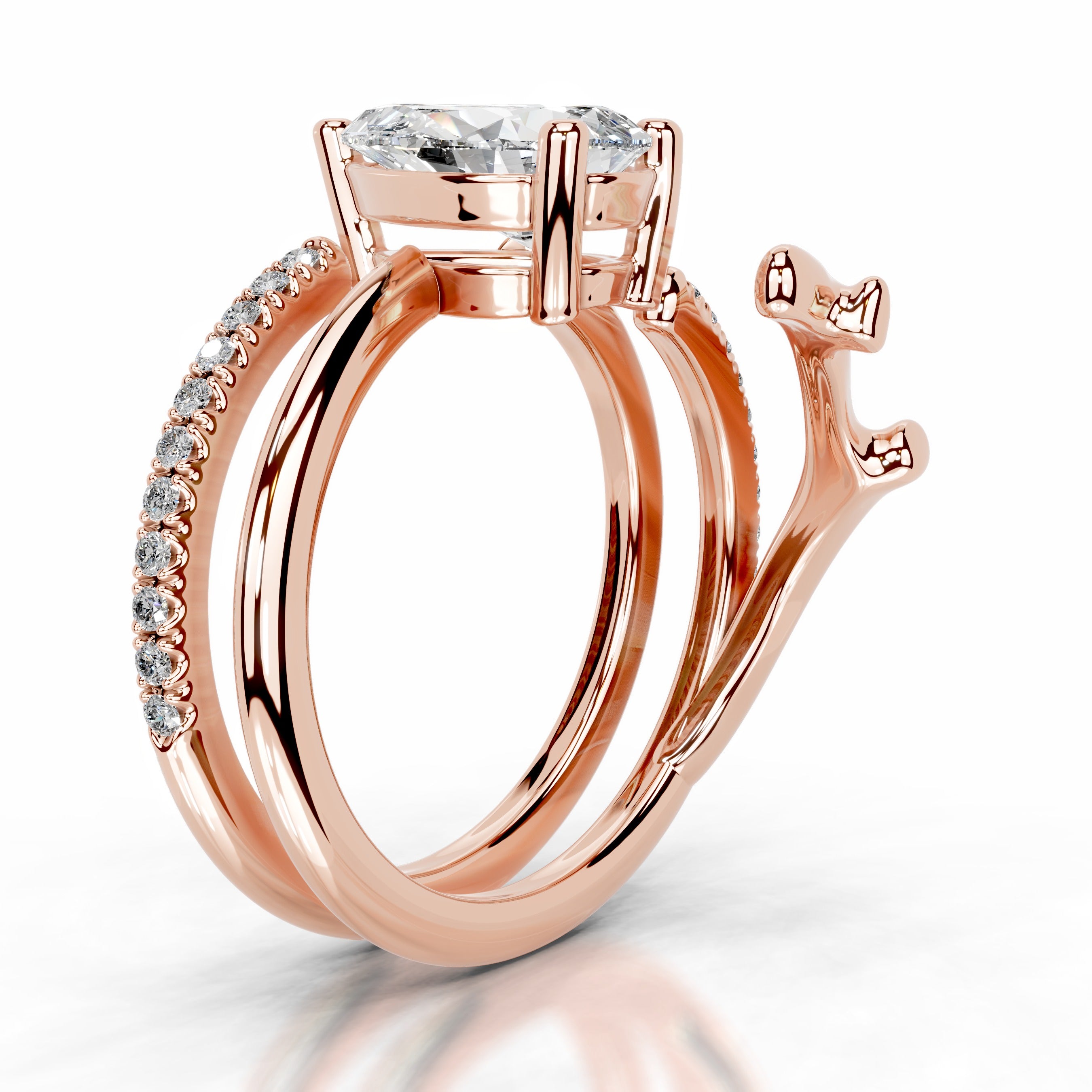 Branching Elegance Lab Grown Diamond Ring - 14K Rose Gold、mySite、hinf8tx79