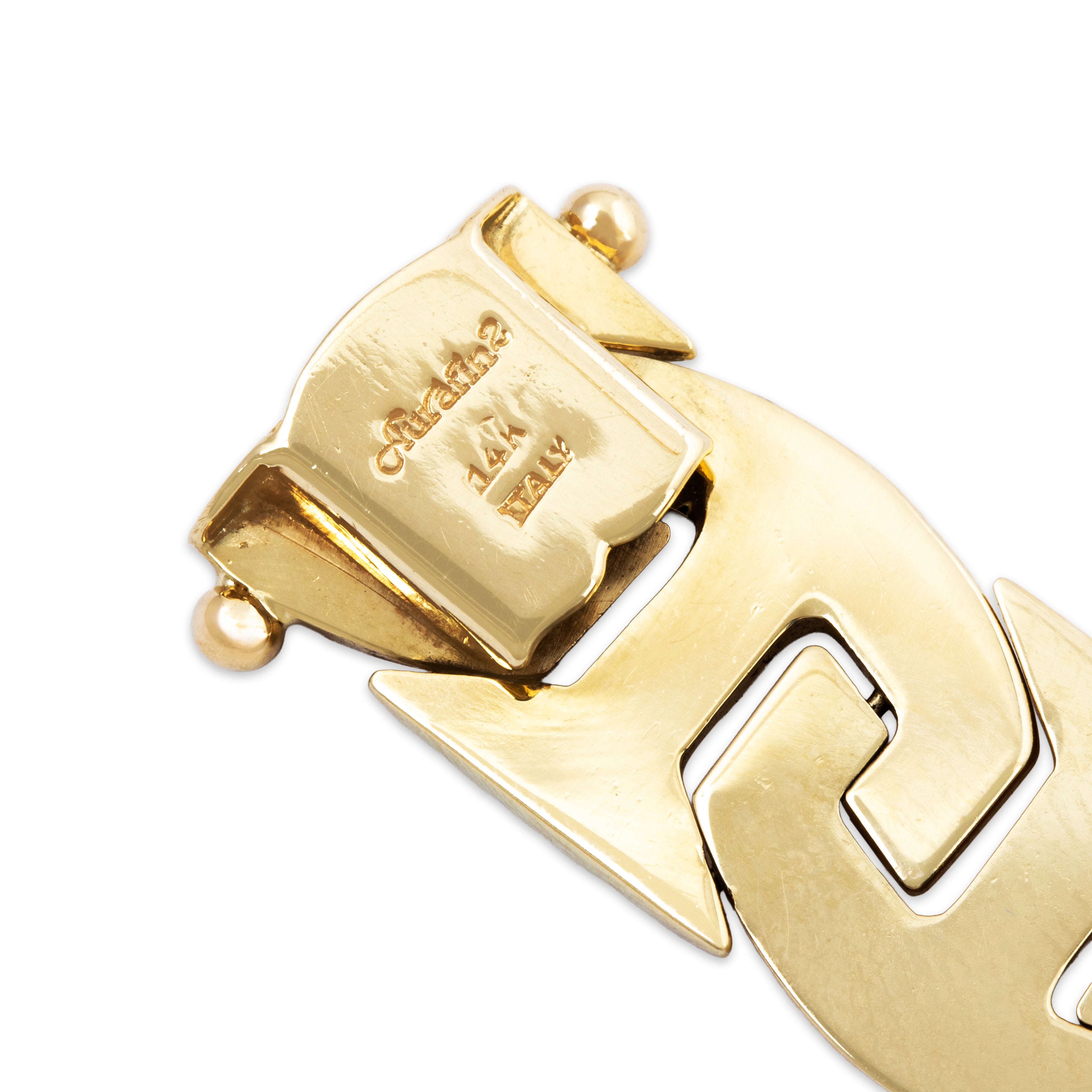 Vintage Italian 14k Yellow Gold Wide Interlocking Links Bracelet 6.75、mySite、hinf8tx79