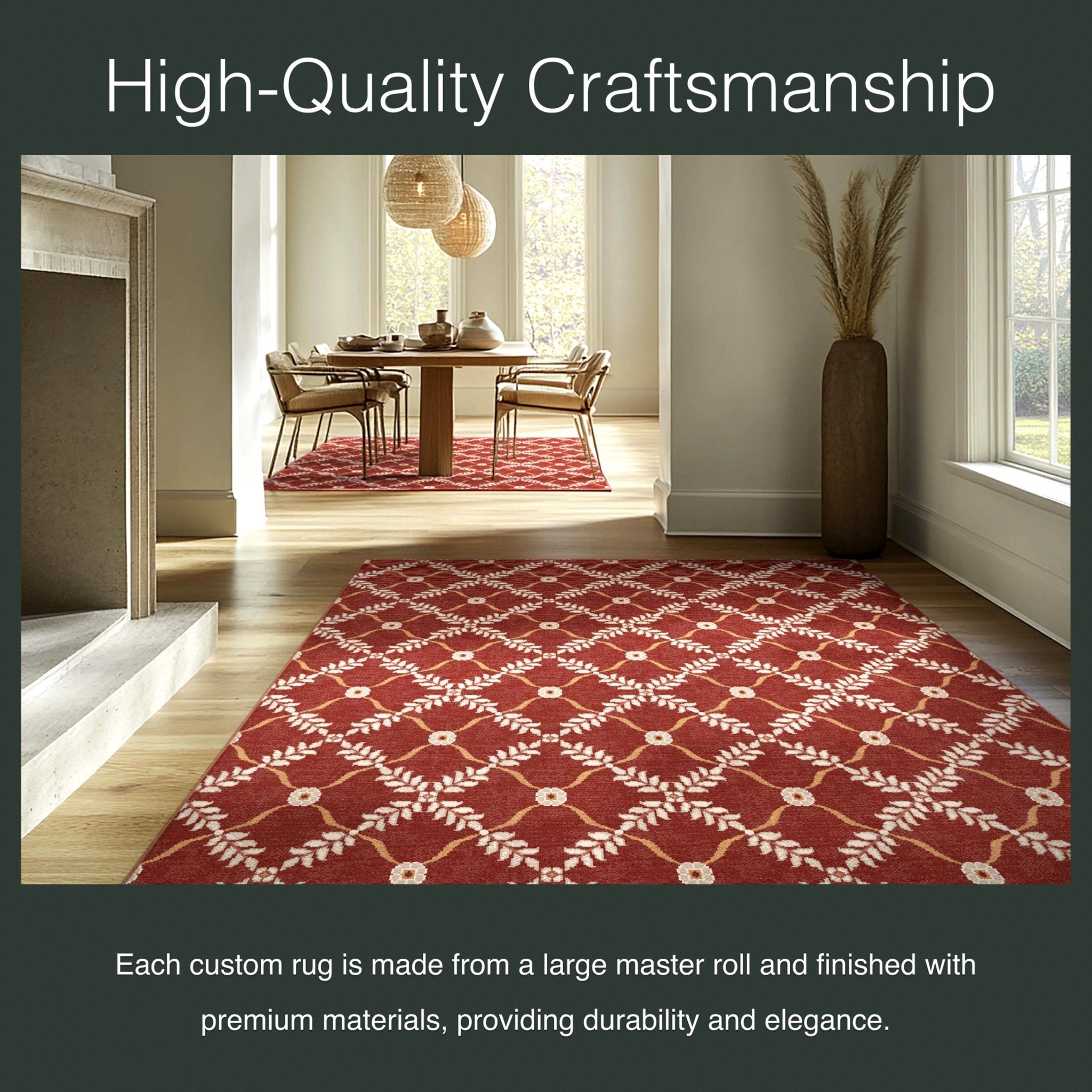 Aldwyn Custom Rug - Traditional Lattice Pattern, Easy Clean, Low Pile, Personalized Sizes、mySite、gigharbornorthrealestate