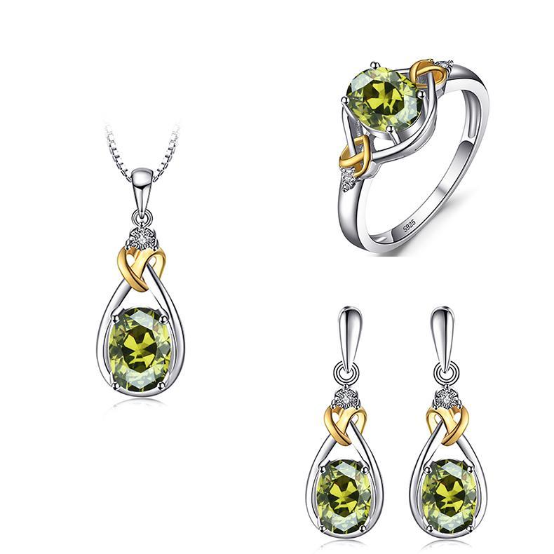 Celtic Love Knot Jewelry SET-Diamonds & REAL Gemstones in Sterling Silver、mySite、g9winljtr