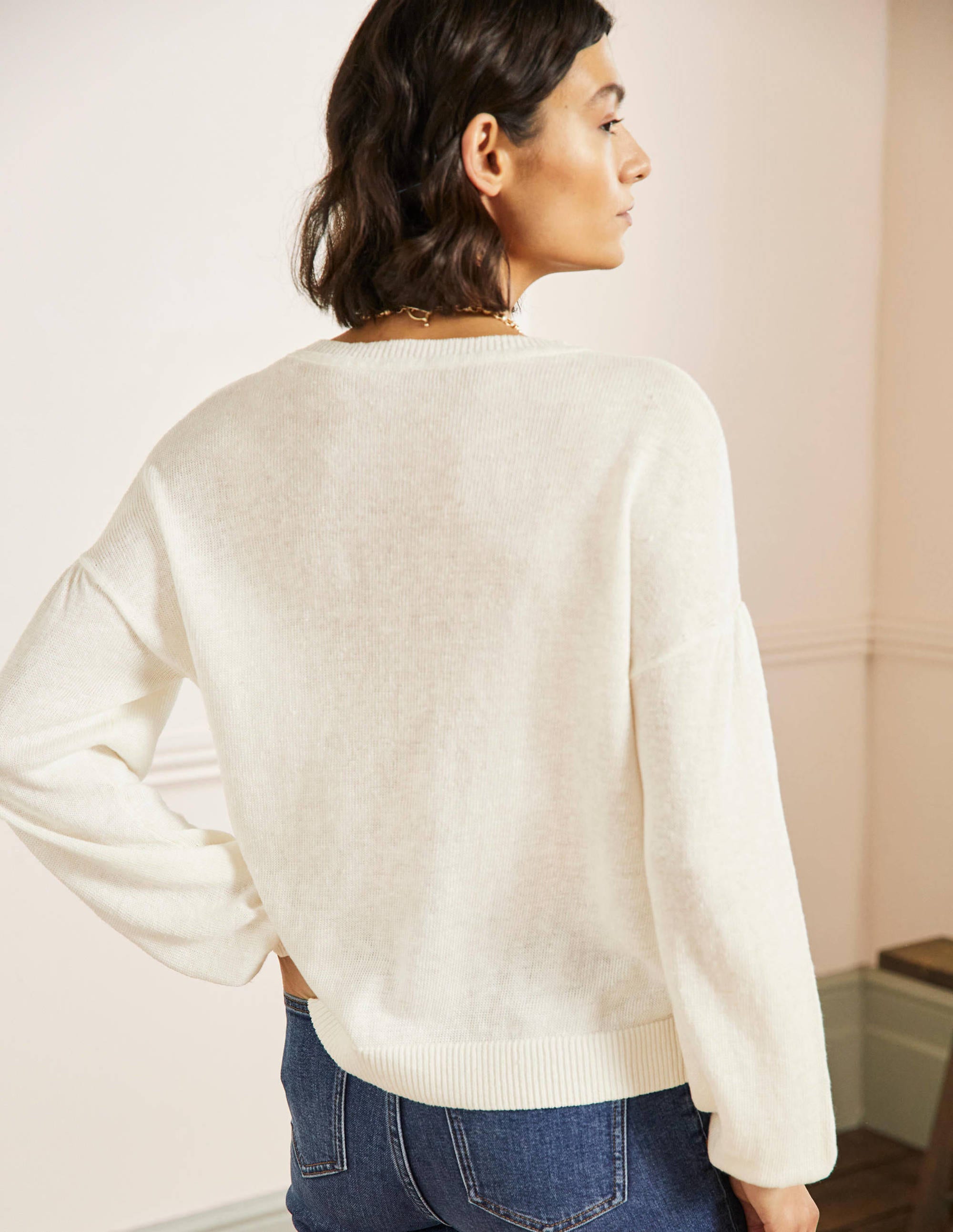  Leandra Linen Henley Jumper-Ivory、mySite、ashleygrahame