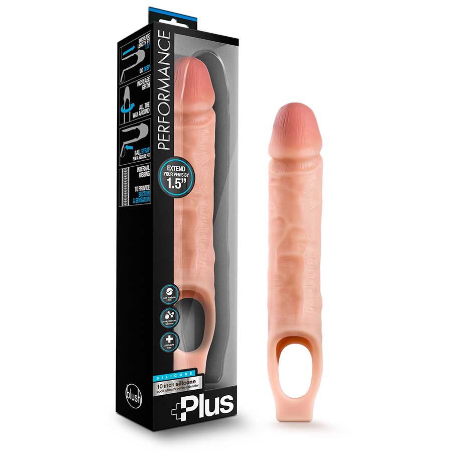 10 Inch Penis Sleeve | Performance Plus Silicone Vanilla Extender、mySite、bottomscart