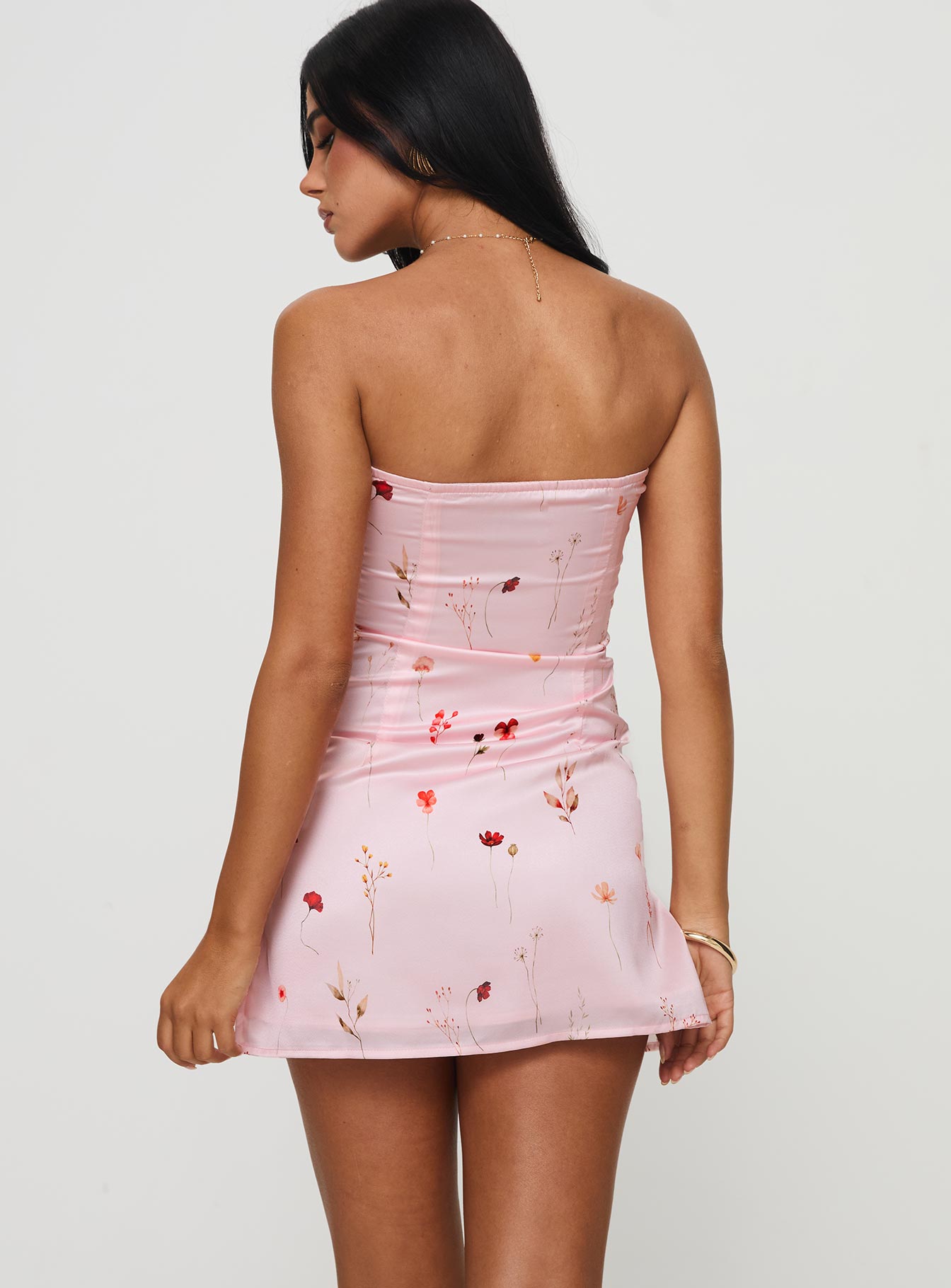 Irena Strapless Mini Dress Pink Floral、mySite、solidvoid