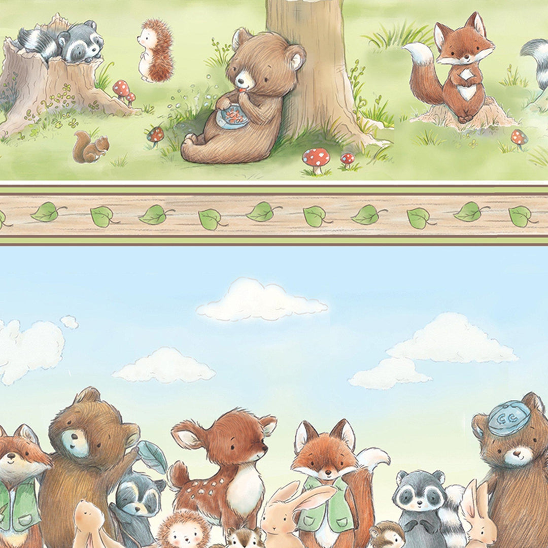 RETIRED - Fabric - Camp Cricket Collection - Forest Friends Stripe - 1/4 yard、mySite、g9winljtr