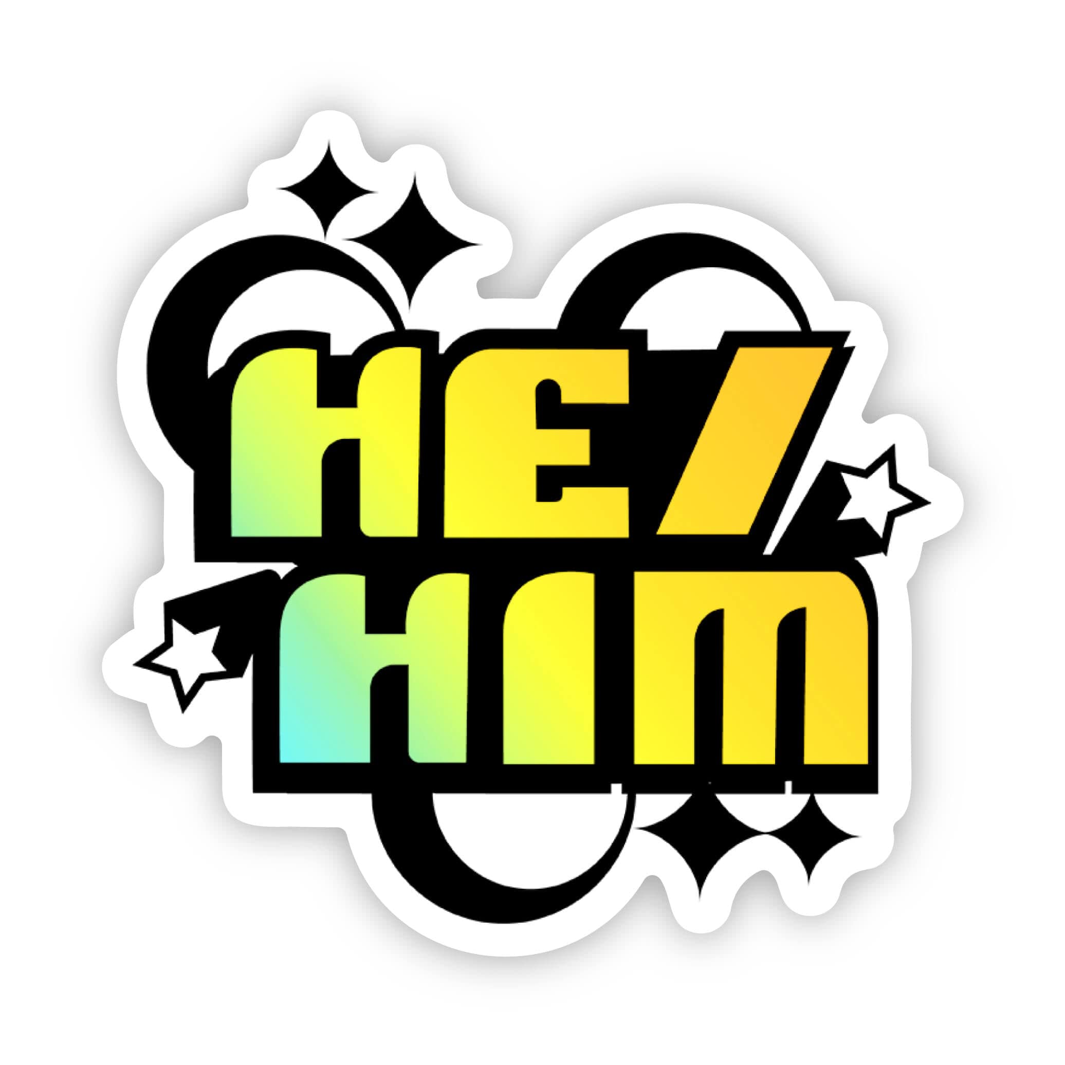 He Him Pronoun Colorful Y2K LGBTQ Pride Sticker、mySite、elrpsem3k