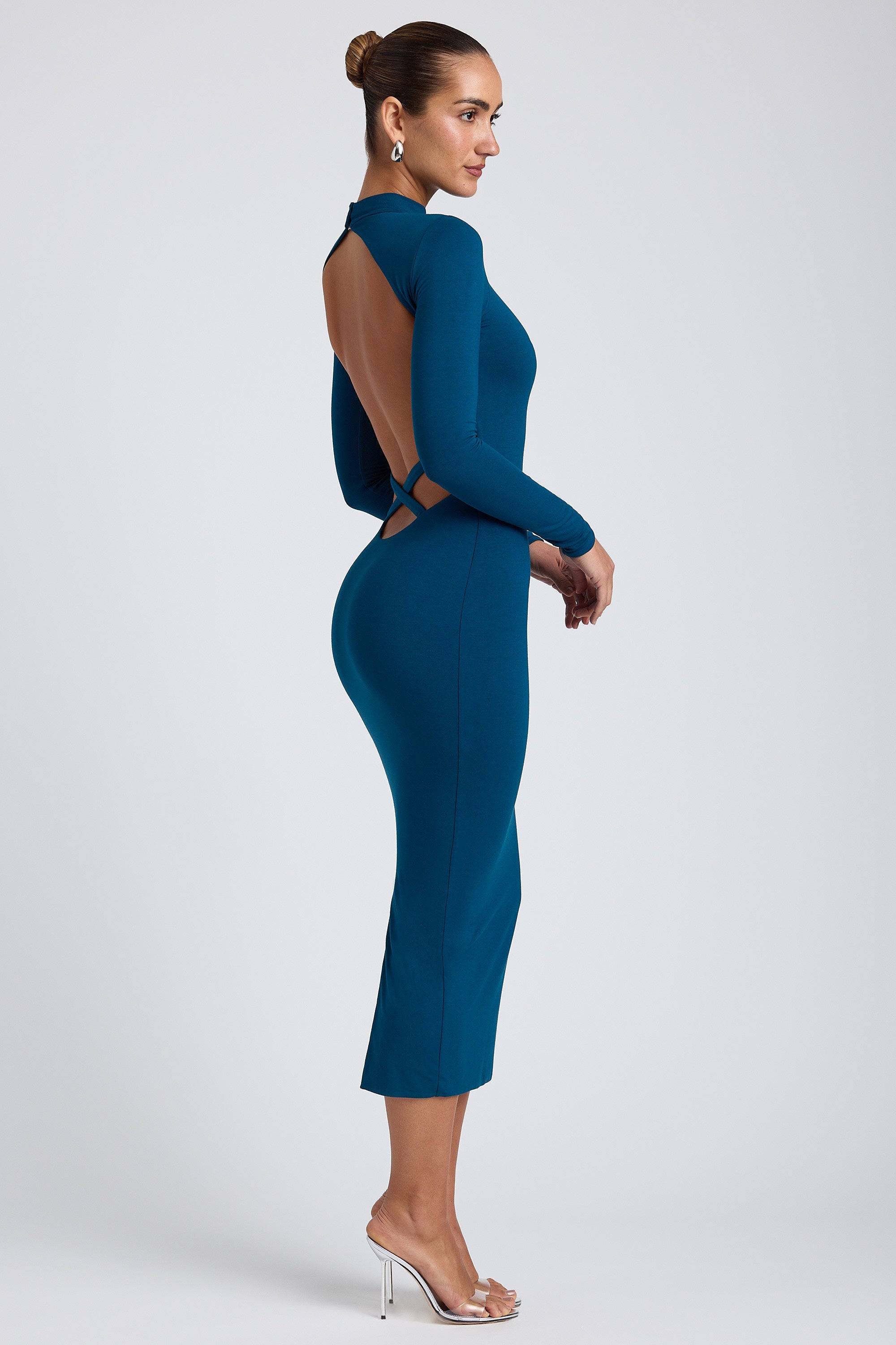 Modal Cross-Back Midaxi Dress in Deep Teal、mySite、solidvoid