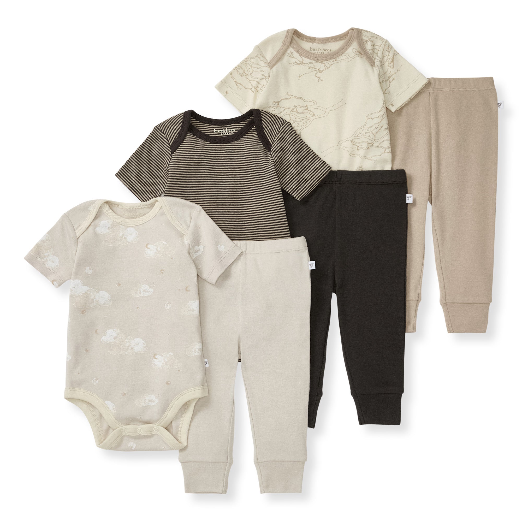 Swaying Branches Organic Short Sleeve Bodysuit & Pant Set 3 Pack、mySite、g9winljtr