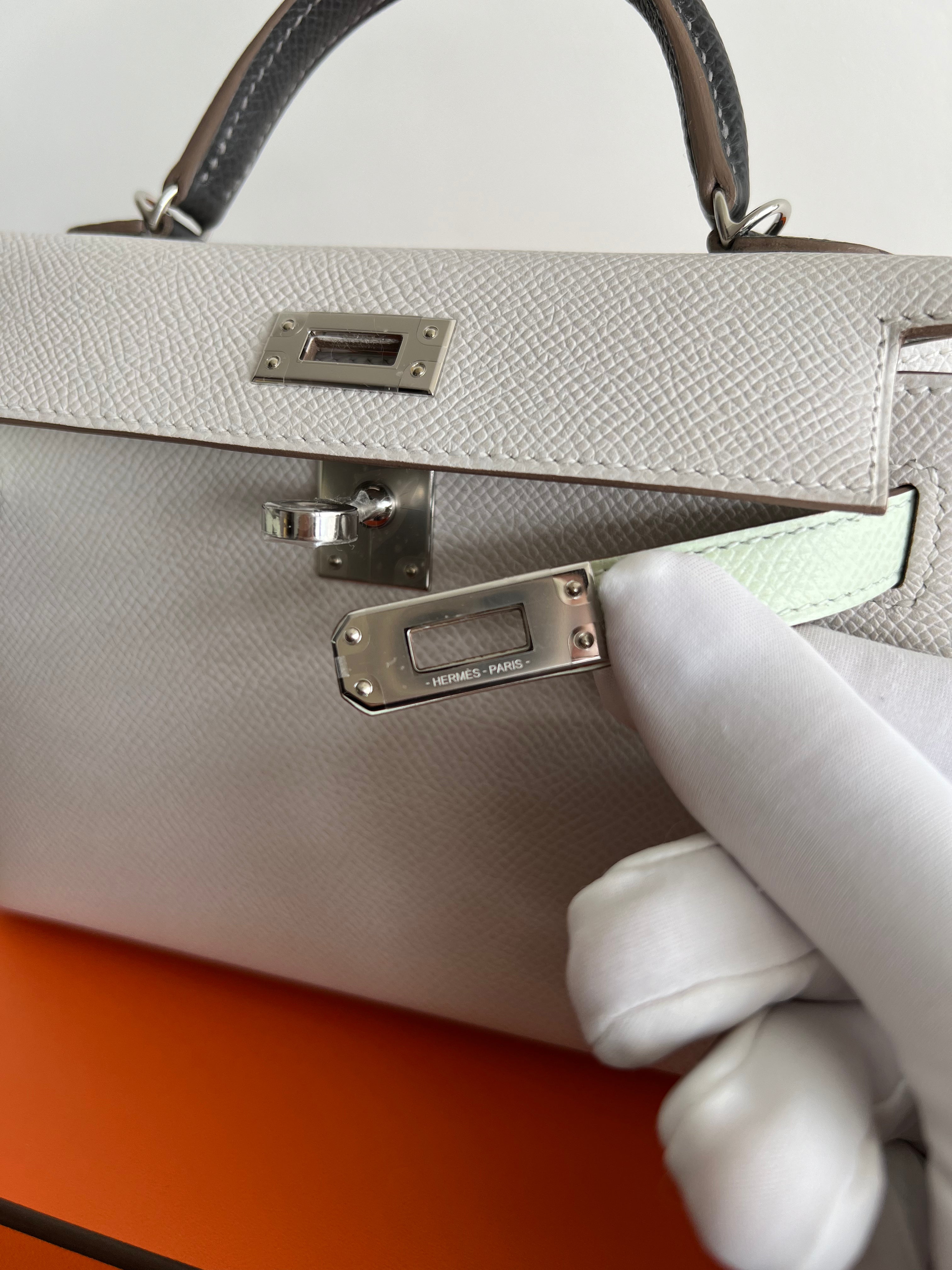 Hermès Mini Kelly 20 Gris Pale / Vert Fizz / Graphite Epsom PHW、mySite、garminoutage.com
