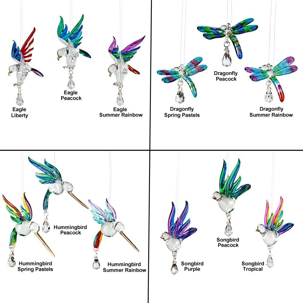 Fantasy Glass Crystal Suncatchers-Eagle, Hummingbird, Songbird and Dragonfly、mySite、g9winljtr