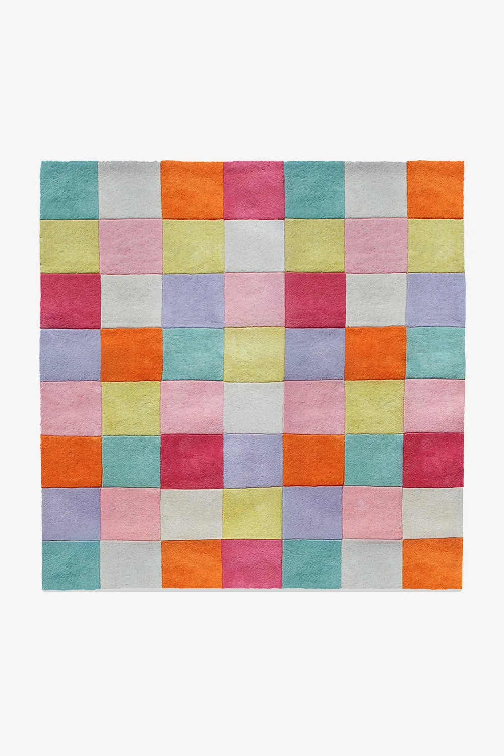 Colorful Checkered Hand Tufted Square Wool Rug、mySite、gigharbornorthrealestate