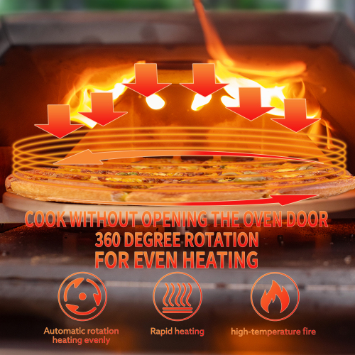 Stainless Steel Pizza Oven Outdoor 12" Automatic Rotatable Pizza Ovens,Portable Wood Fired Pizza Oven Pizza Maker with Timer, Built-in Thermometer,Pizza Cutter & Carry Bag、、eastwooduniform
