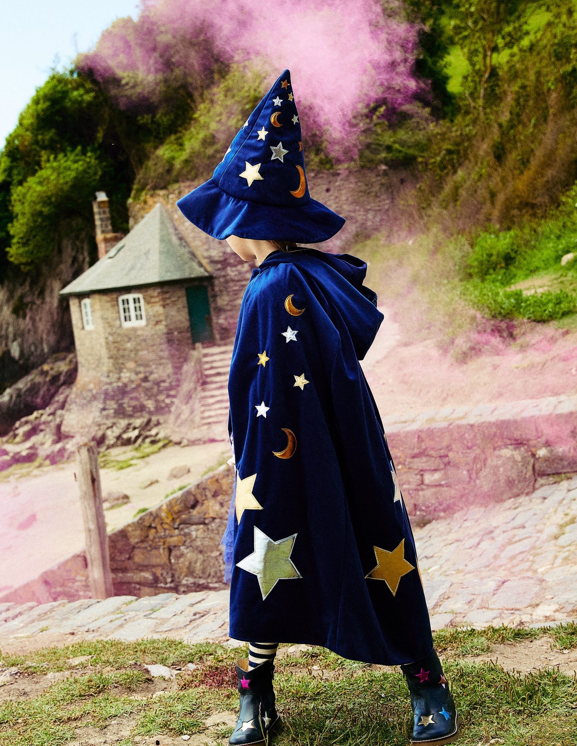  Embroidered Velvet Cape-College Navy、mySite、ashleygrahame