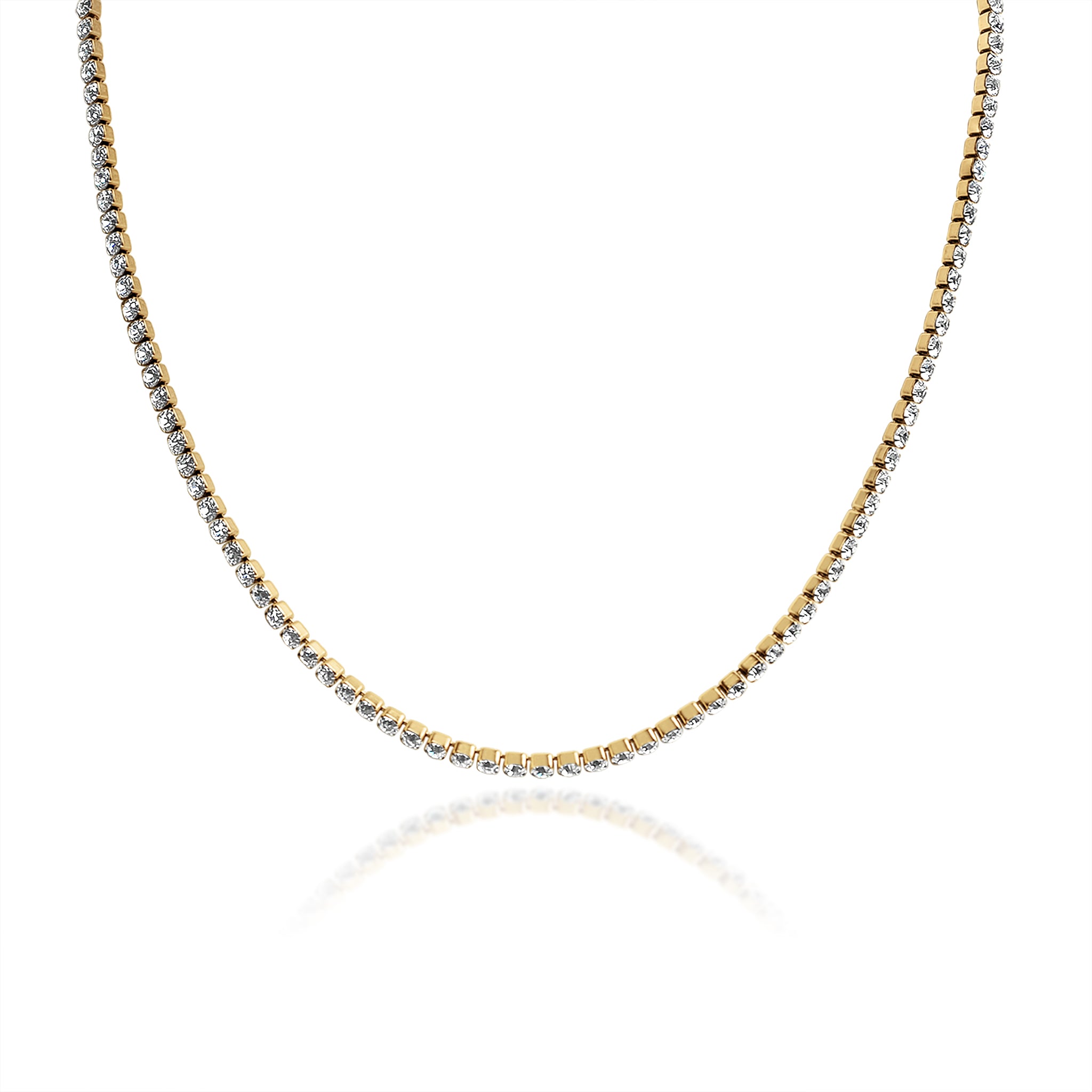 18K Gold PVD Stainless Steel CZ Tennis Chain Necklace / TNN0002、mySite、dreamappss