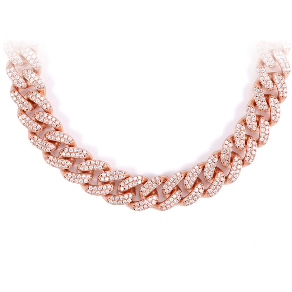 14MM 2-Row Diamond Cuban Link Chain 14K Solid Gold、mySite、hinf8tx79