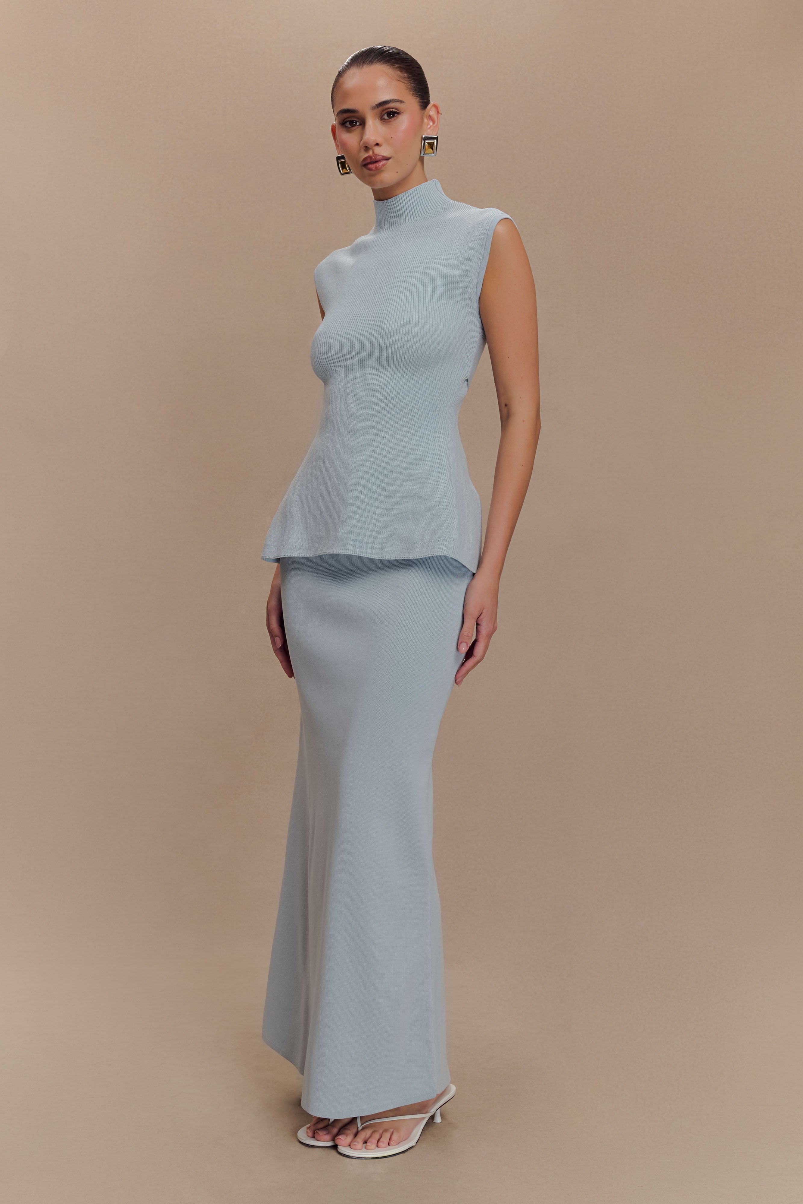 Maxine Knit Maxi Skirt - Light Blue、mySite、solidvoid