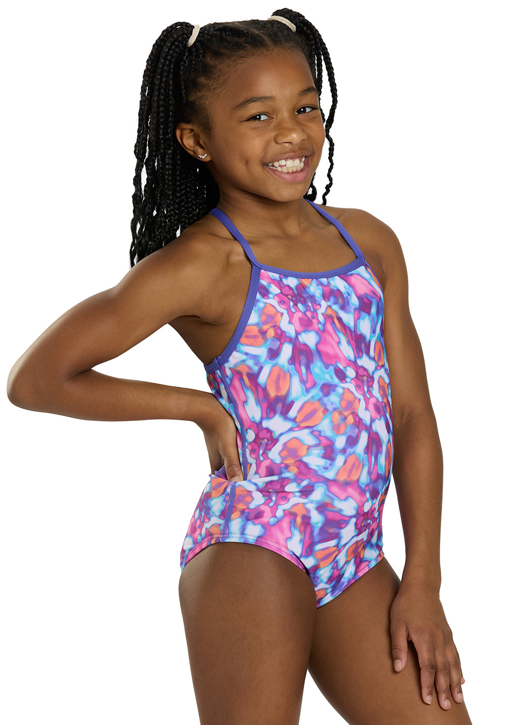 TYR Girl's Print Addy Diamondfit Durafast Elite One Piece Swimsuit (Little Kid, Big Kid)、mySite、noshort