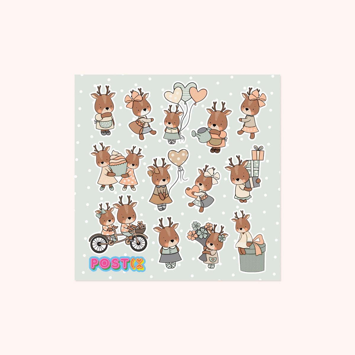  Winter Deer Square Sticker Sheet、mySite、ghnorth