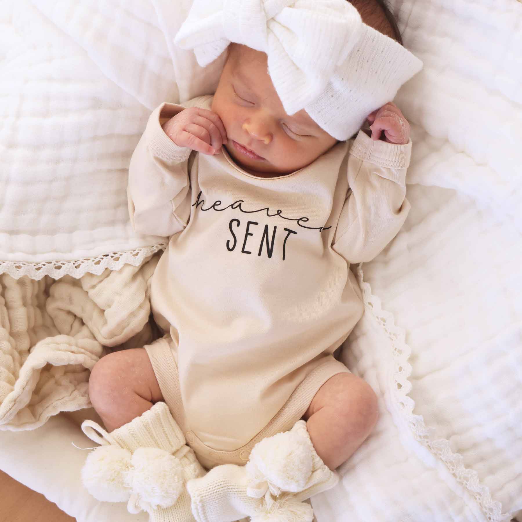  Heaven Sent Long Sleeve Graphic Bodysuit | Natural、mySite、layawaytickets