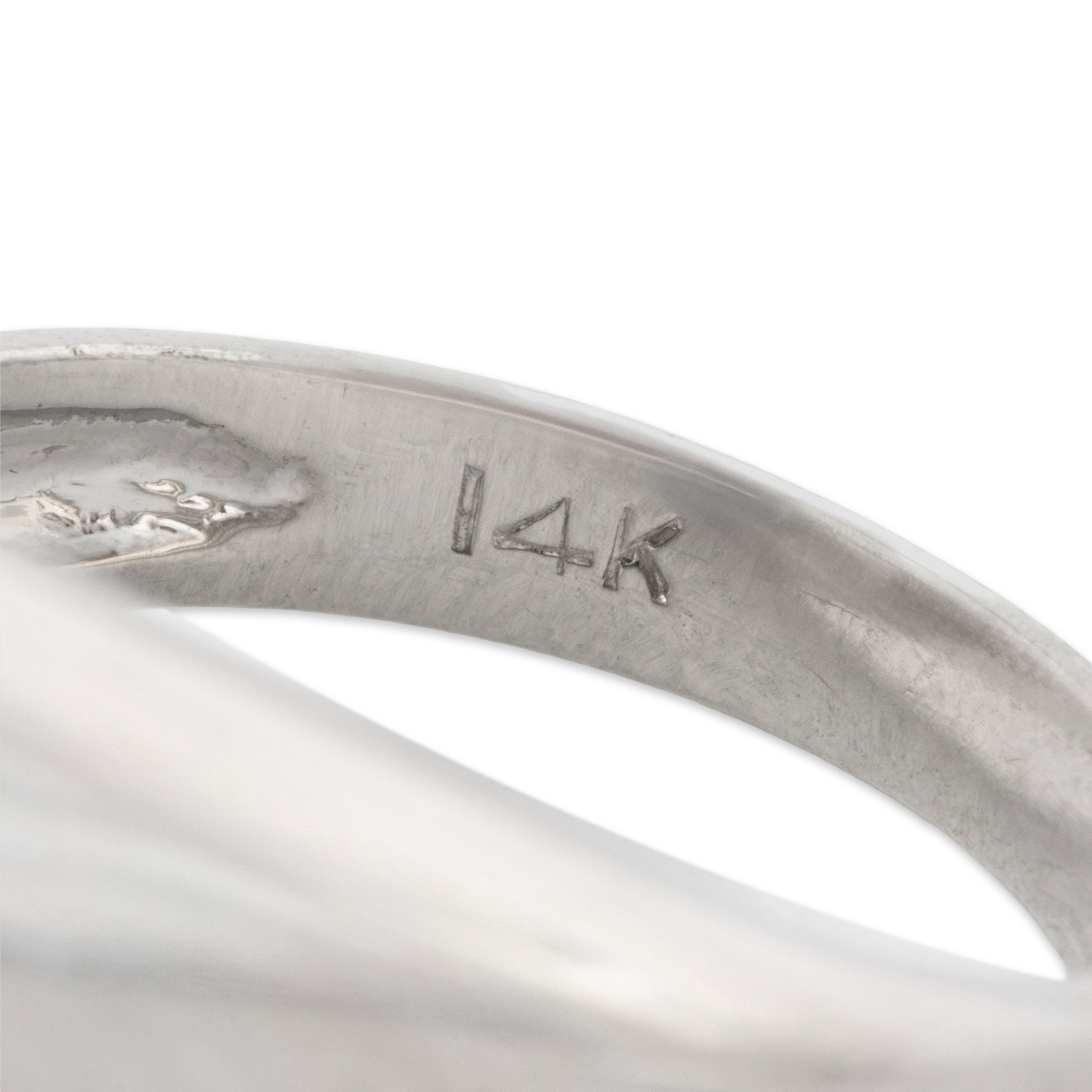 Vintage Heavy 14k White Gold Pearl Diamond Chic Modernist Ring 6.25、mySite、hinf8tx79