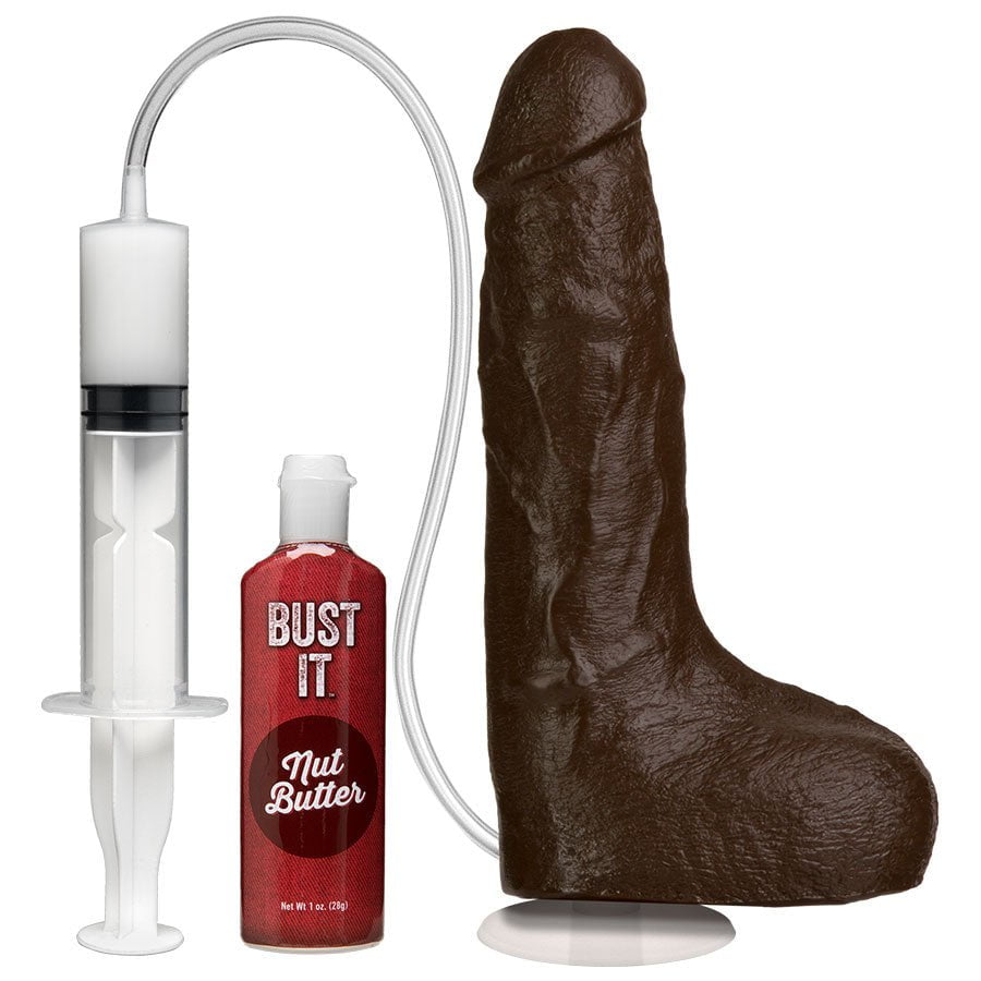 Bust It 8.5 Inch Realistic Squirting Dildo with Balls (White/Black)、mySite、bottomscart