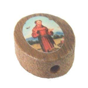  St. Francis Oval wooden medal -enamel (14x11mm -0.55x0.43)、mySite、elrpsem3k