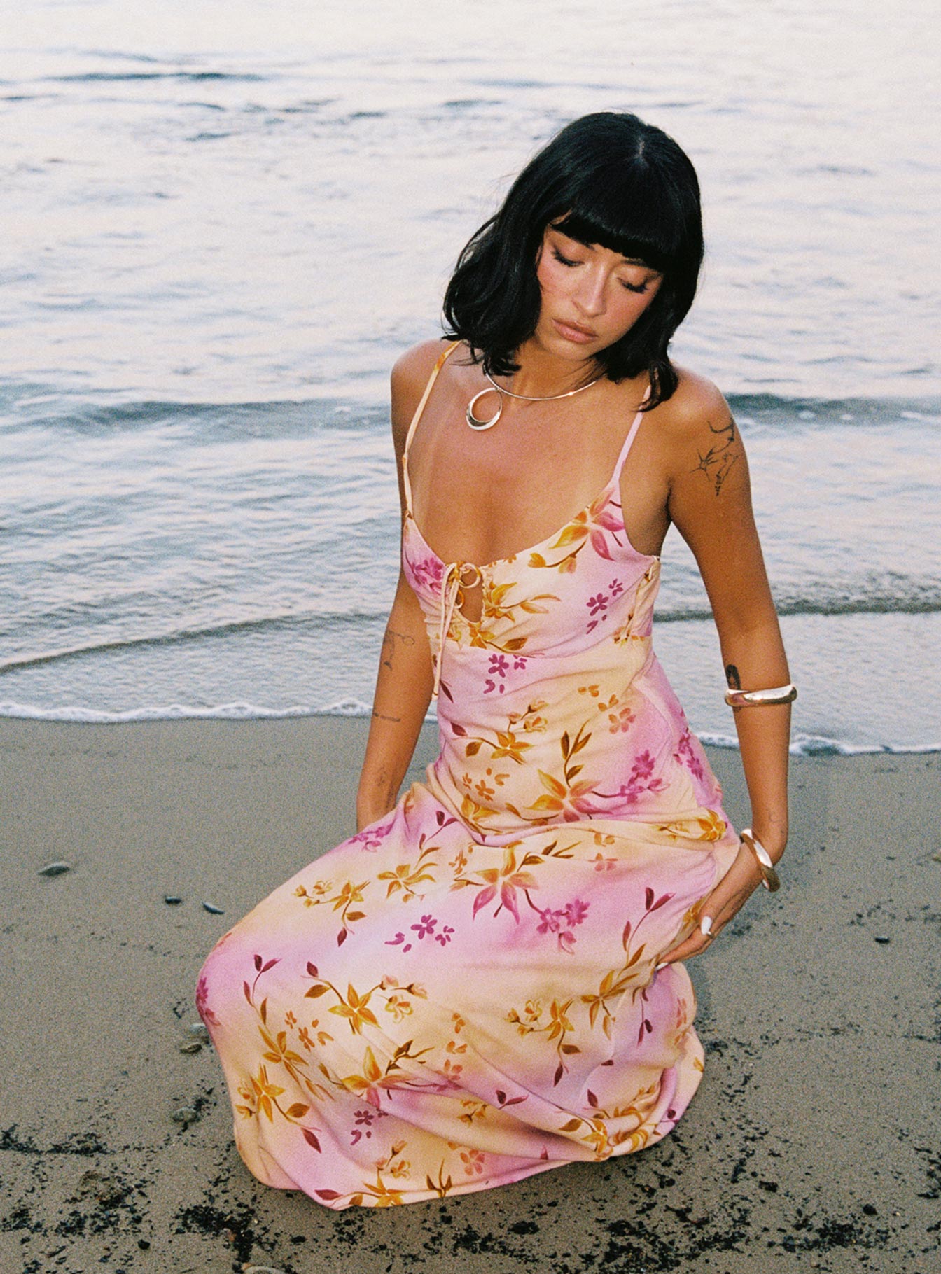 Lauraline Maxi Dress Pink / Floral、mySite、solidvoid