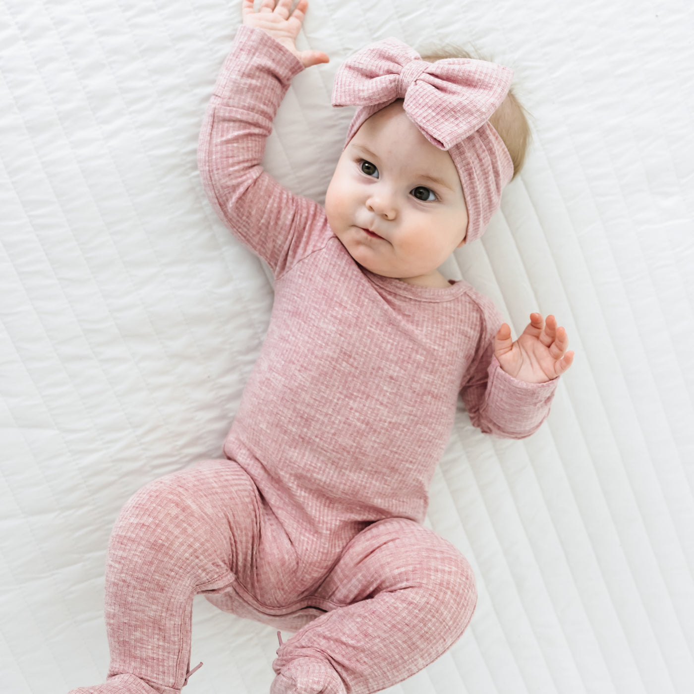 Heather Mauve Ribbed Luxe Bow Headband、mySite、g9winljtr