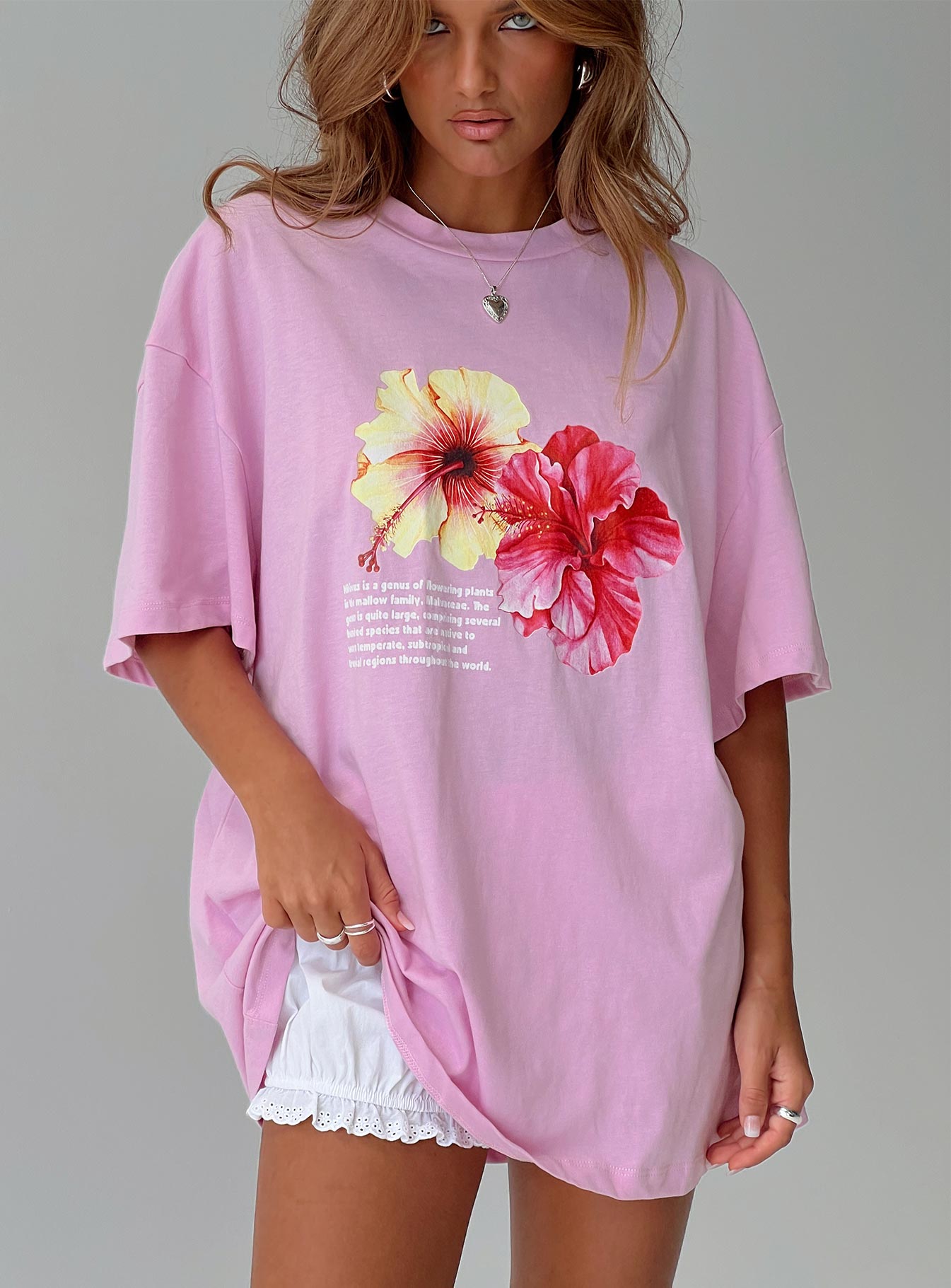 Hibiscus Haven Oversized Tee Pink、mySite、solidvoid