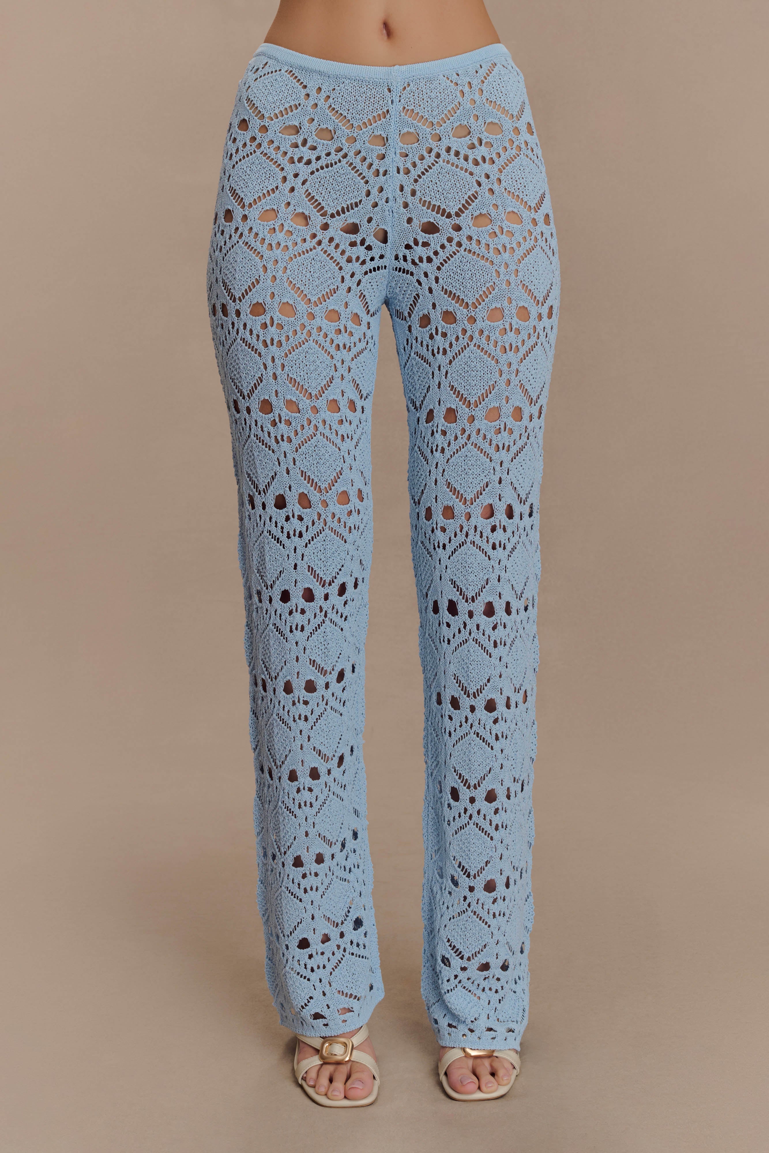 Trena Crochet Knit Pants - Sky Blue、mySite、solidvoid