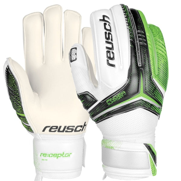 Reusch Kids Goalkeeper Ceptor SG Finger Support Gloves Black/Green/Gecko、mySite、noshort