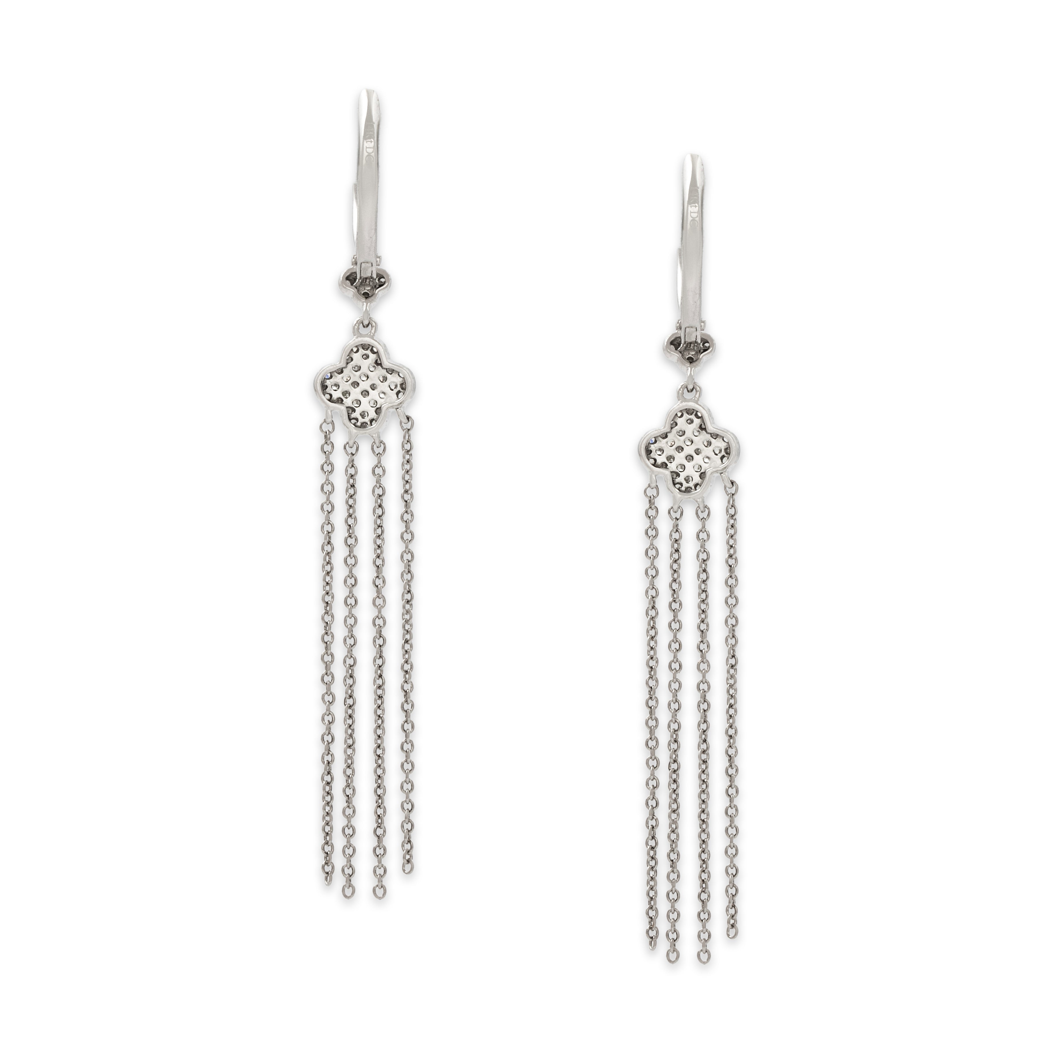 Vintage 14k White Gold .315cttw Diamond Fringe Dangle Earrings、mySite、hinf8tx79