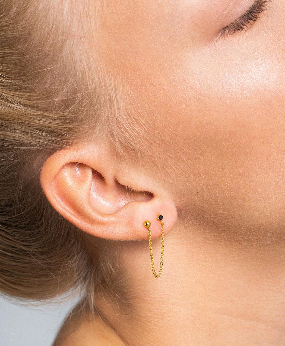 Vision Earring Set Black 18ct Gold Plated、mySite、botmansion