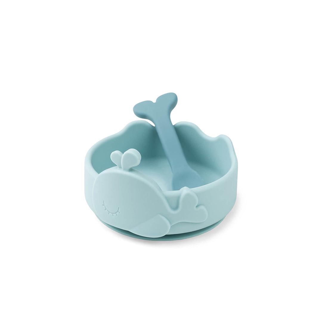  Done by Deer Silicone Stick & Stay Bowl + Baby Spoon - Blue - Wally、mySite、merchandisen