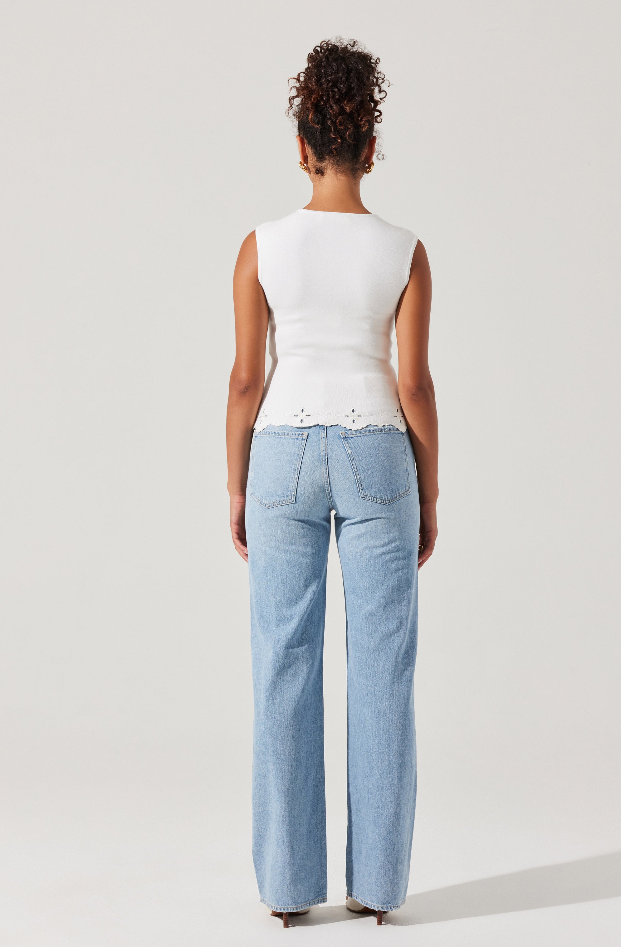 Ellamay Embroidered Trim Sweater Top、mySite、solidvoid