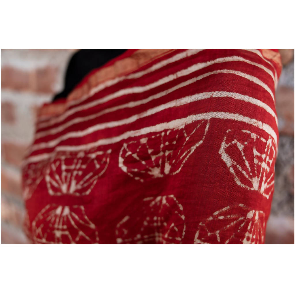 Festive Wear | Natural Dyed Rust Dabu Printed Chanderi Saree、mySite、camillekostekn