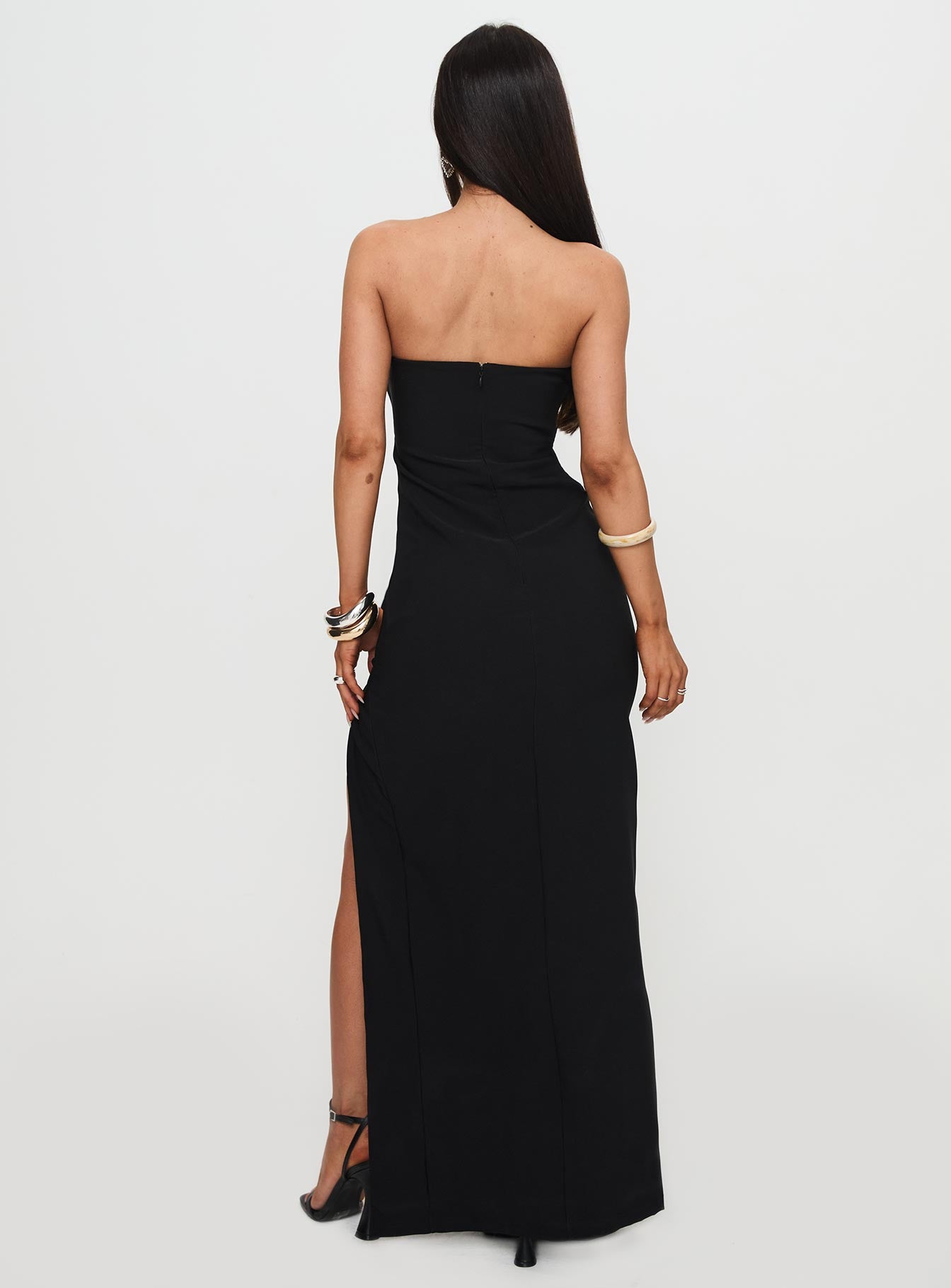 Reckless Abandon Strapless Maxi Dress Black、mySite、solidvoid