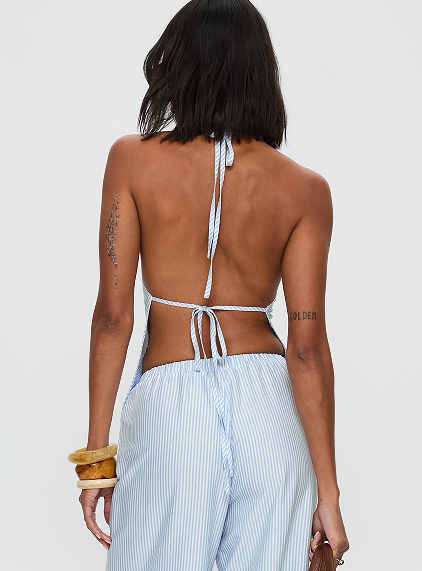 Summer Too Hot Cowl Neck Top Blue Stripe、mySite、solidvoid