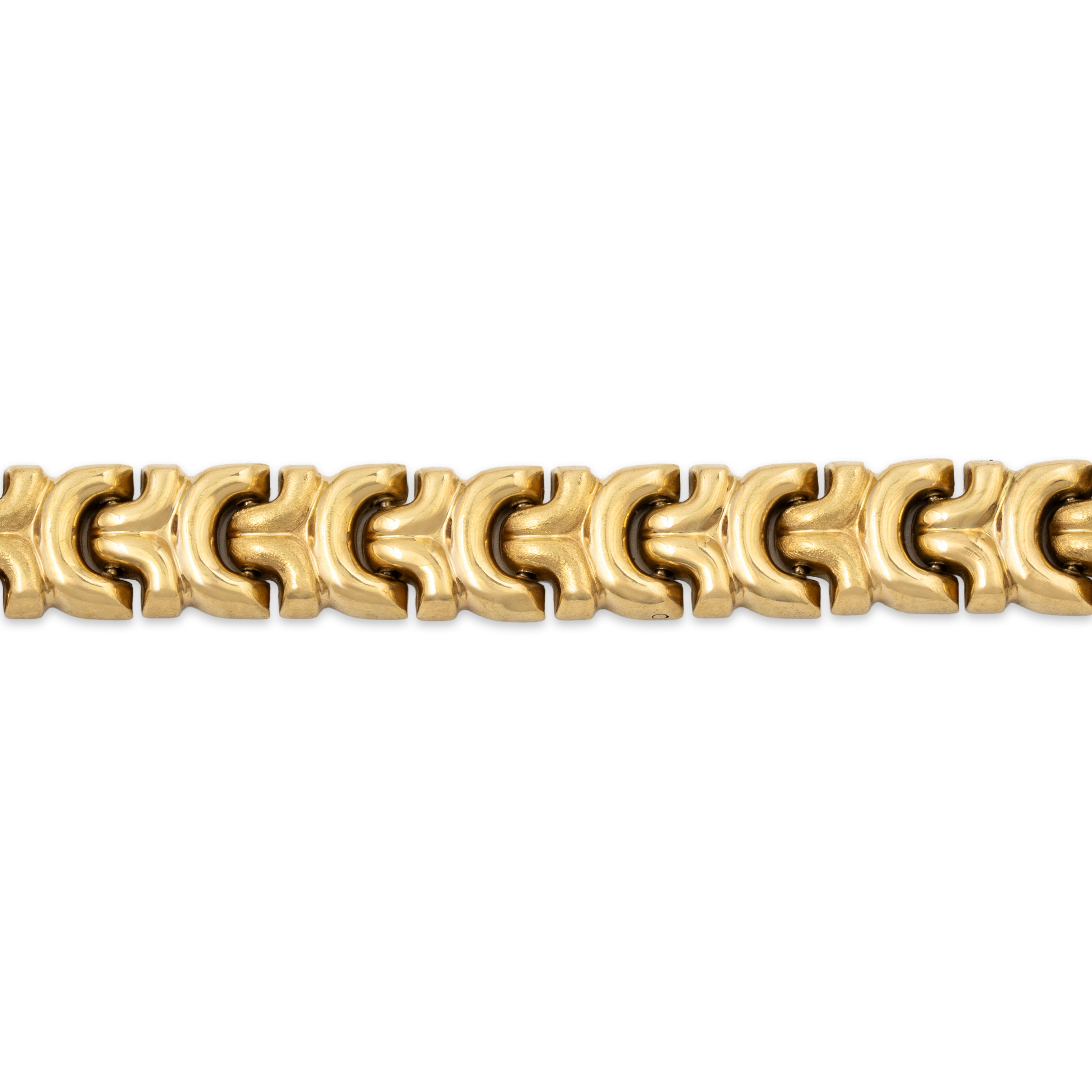 Vintage Italian 14k Yellow Gold Elegant Dual-Texture Link Bracelet 7、mySite、hinf8tx79