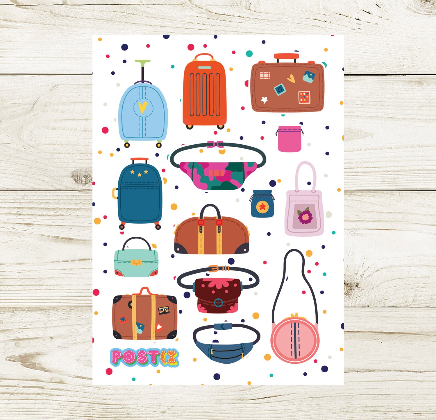  Retro Bags Dots Sticker Sheet、mySite、ghnorth