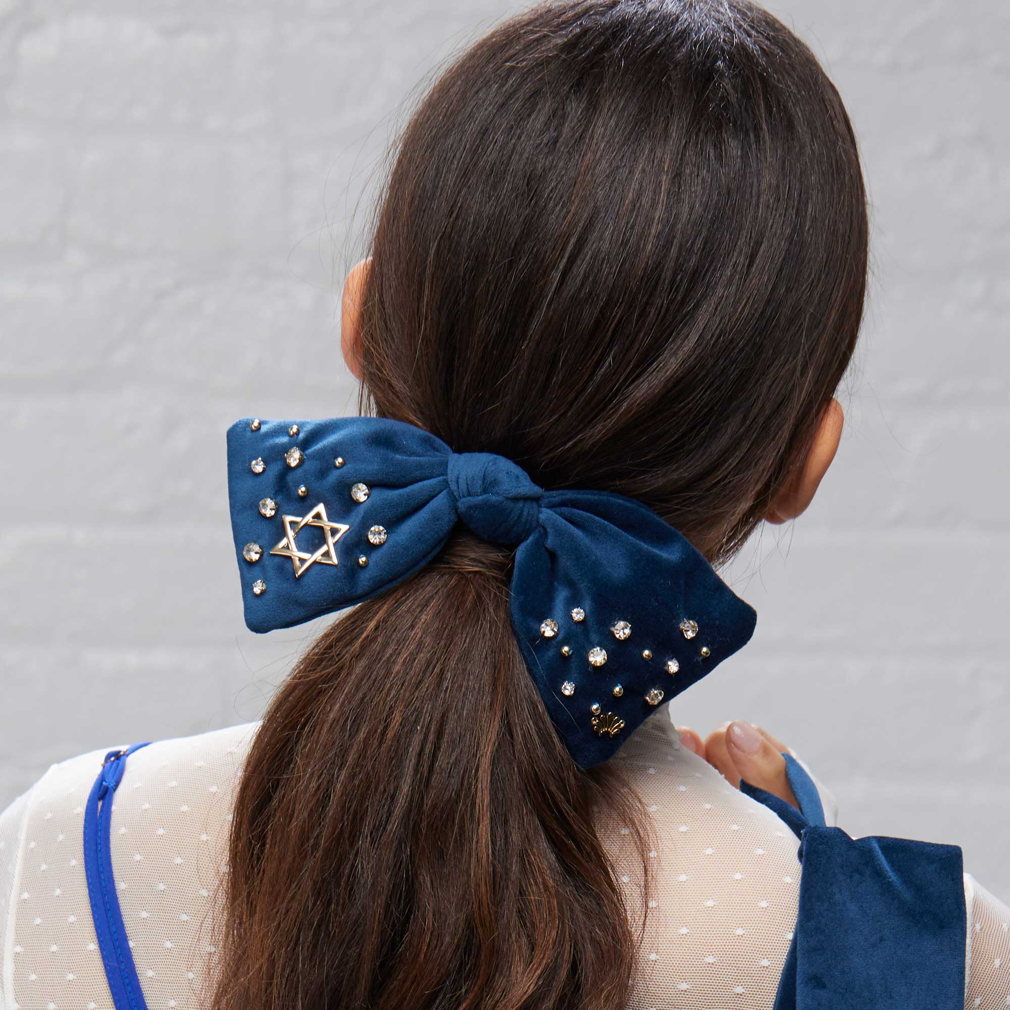 Navy Paloma Crystal Star of David Bow Barrette by Lele Sadoughi、mySite、topwebapps