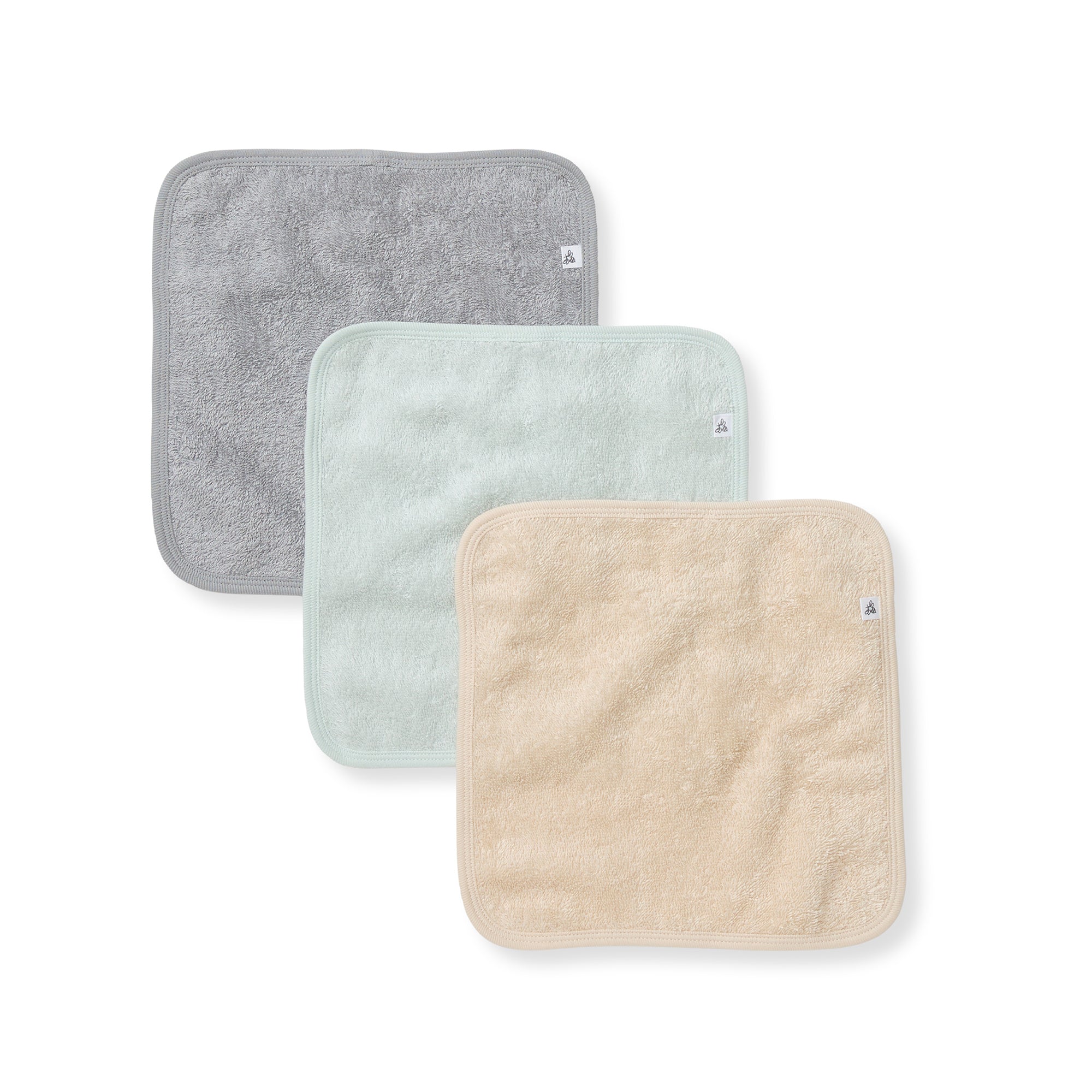 Organic Cotton Woven Terry Solid Washcloths 3 Pack - Quarry、mySite、g9winljtr