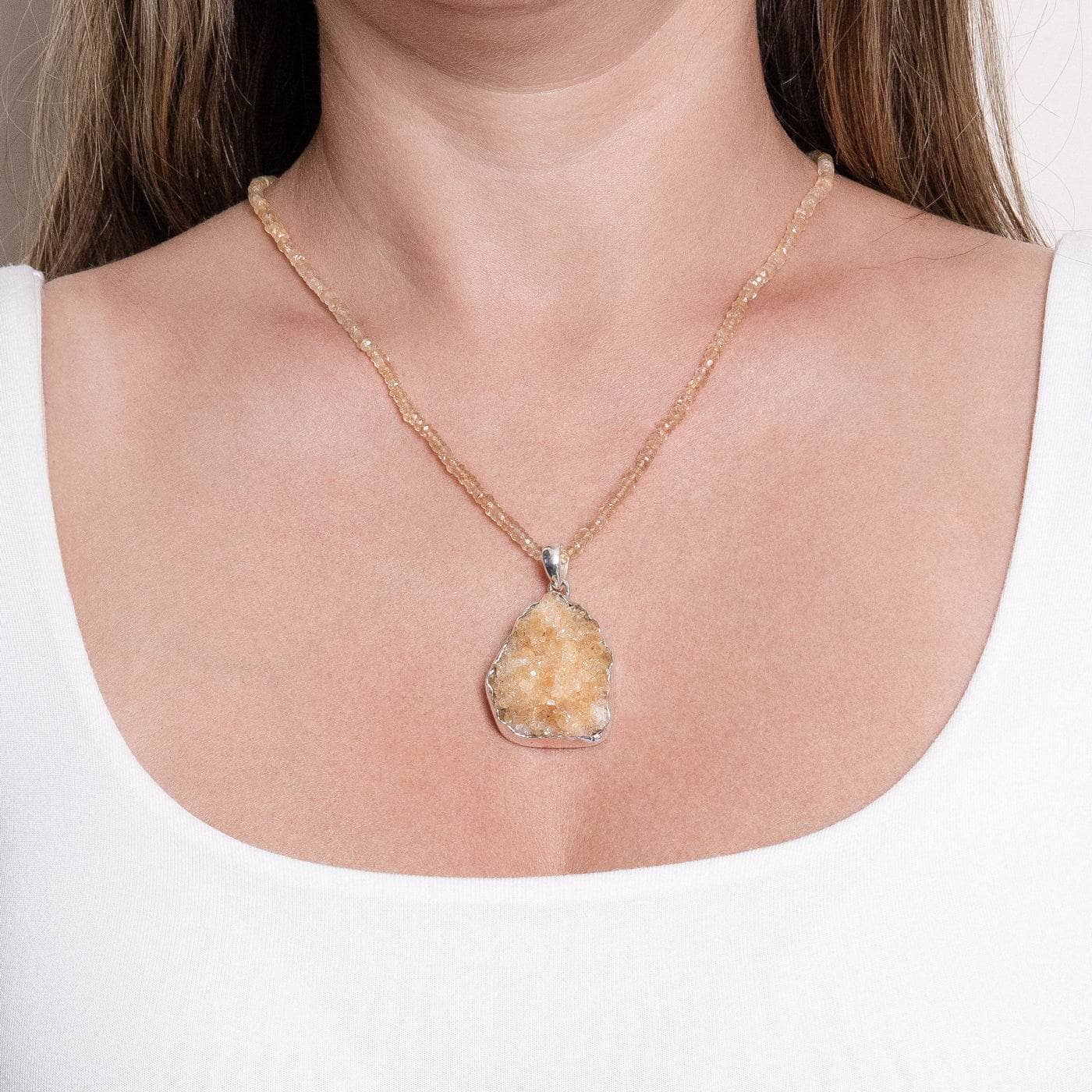 Citrine Druzy Pendant Necklace、mySite、hinf8tx79